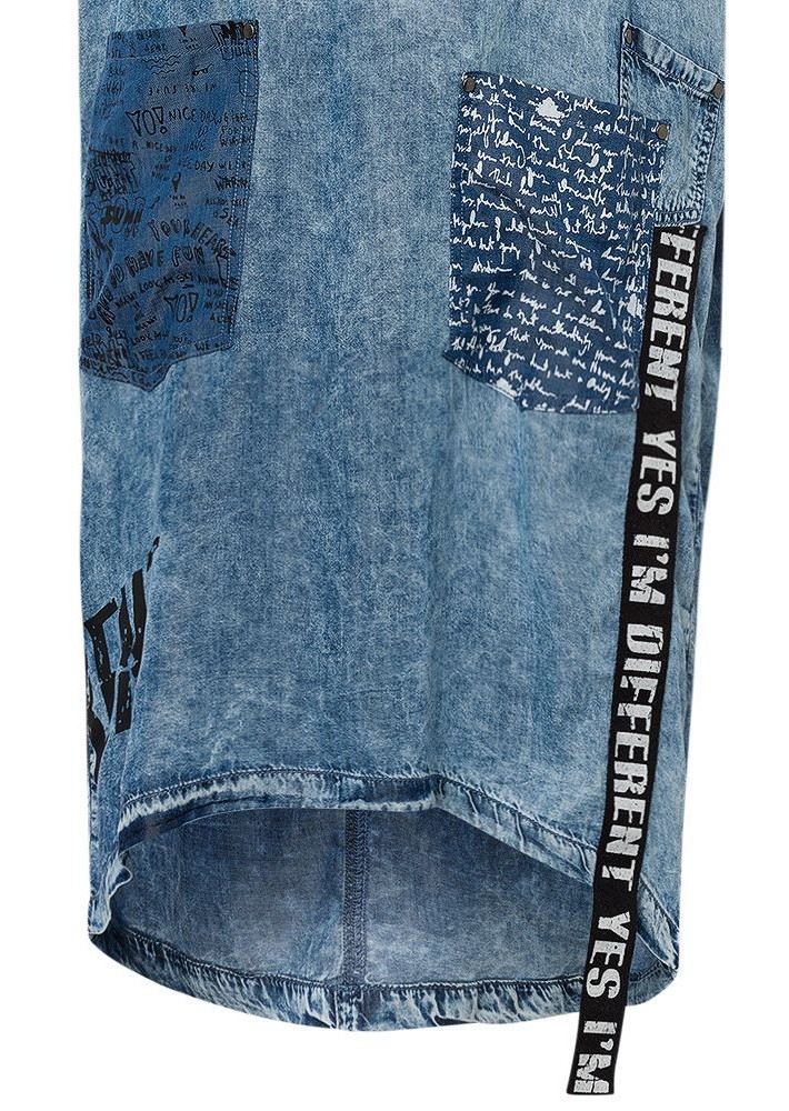 Kleid, jeansblau-weiss