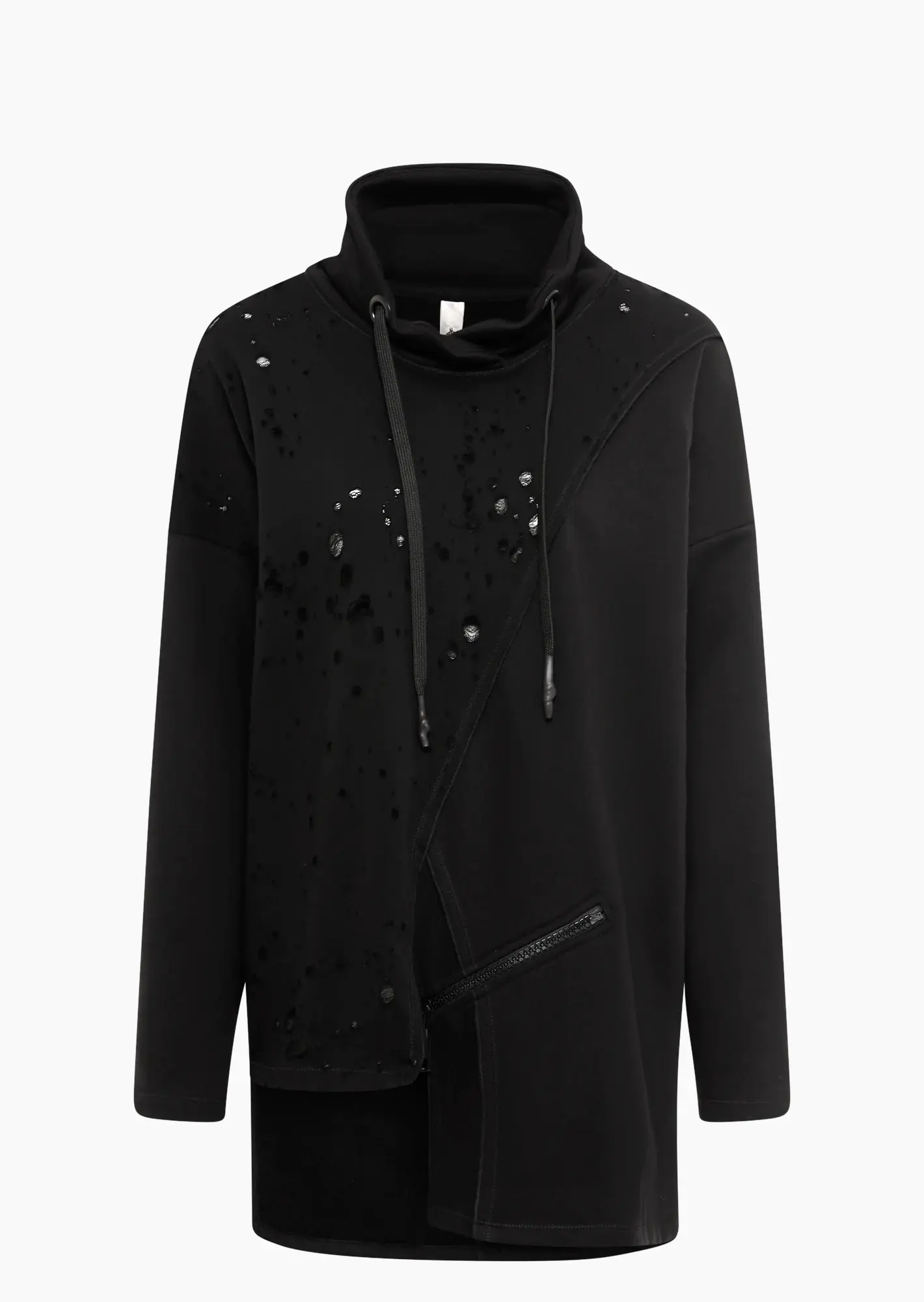Sweatpullover mit Loch-Optik, schwarz