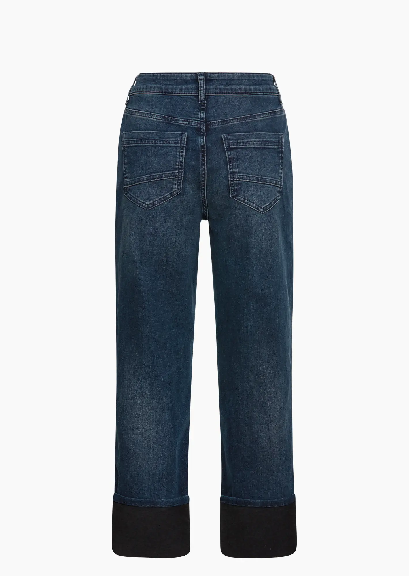 Wide Leg Jeans mit Umschlag, blue black denim
