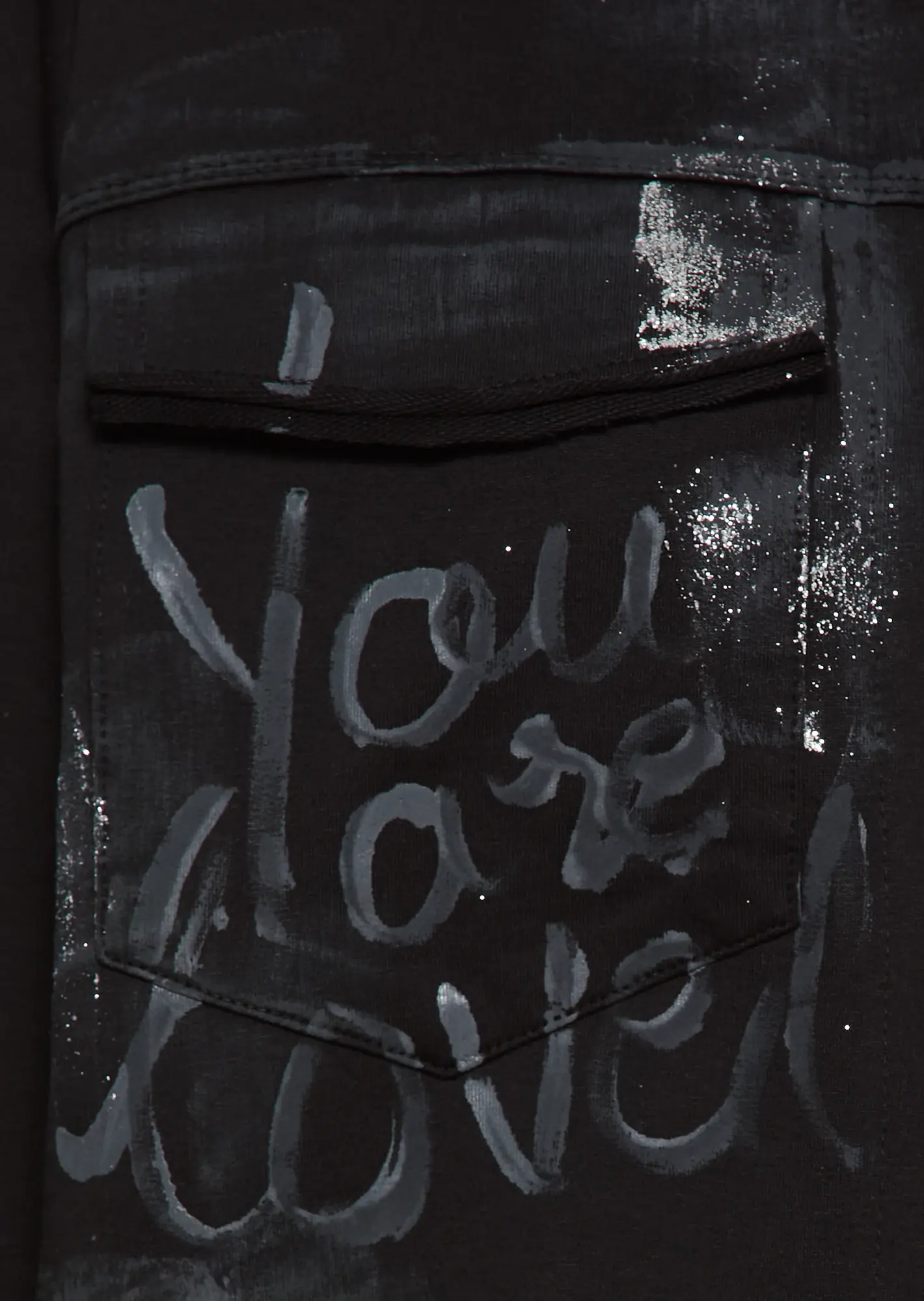 Sweatjacke im Jeansstyle 'You are loved', schwarz