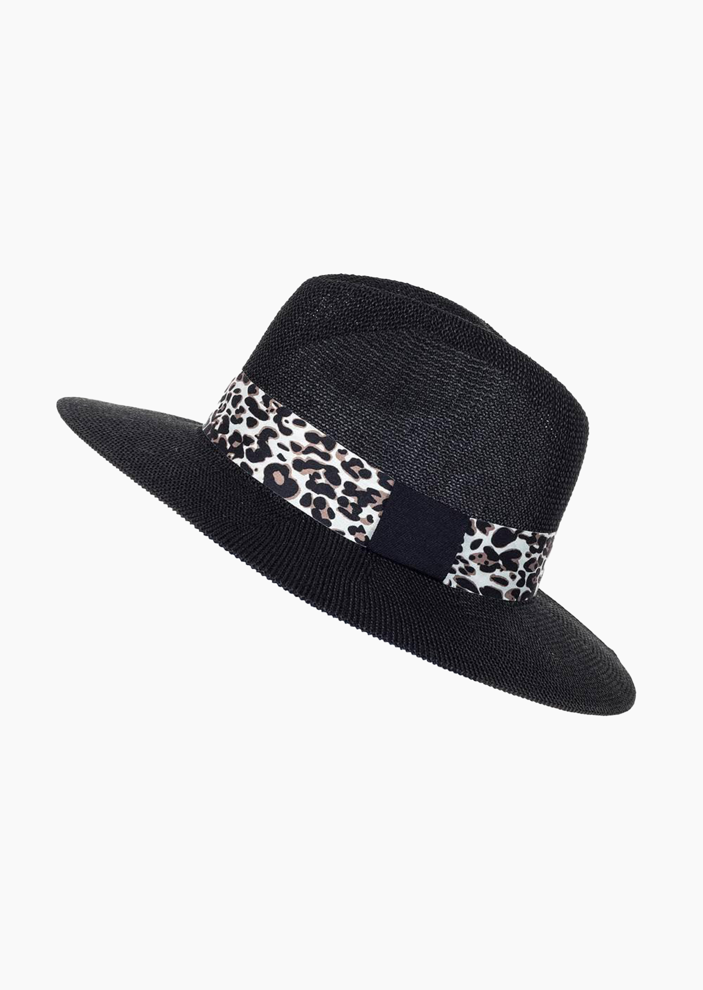 Trendiger Hut mit Animal, schwarz-beige