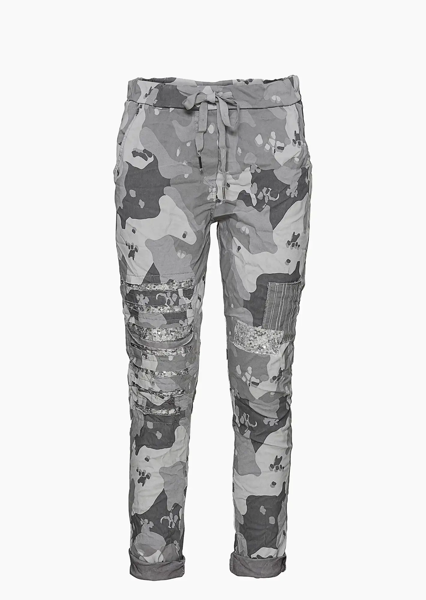 Hose in Camouflage-Optik, grau