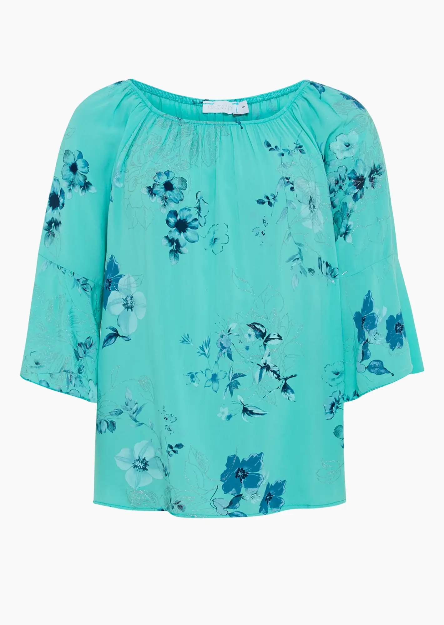 Bluse in A-Linie floral, türkis