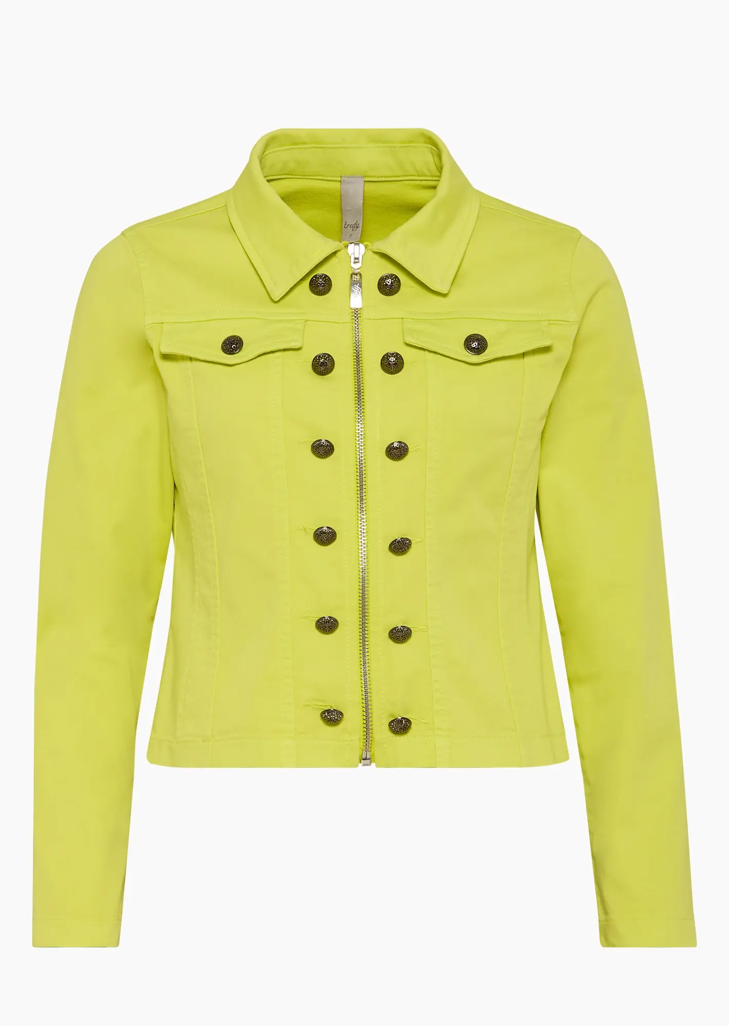 Weiche Jacke im Denim-Style mit Zierknöpfen, limeglow