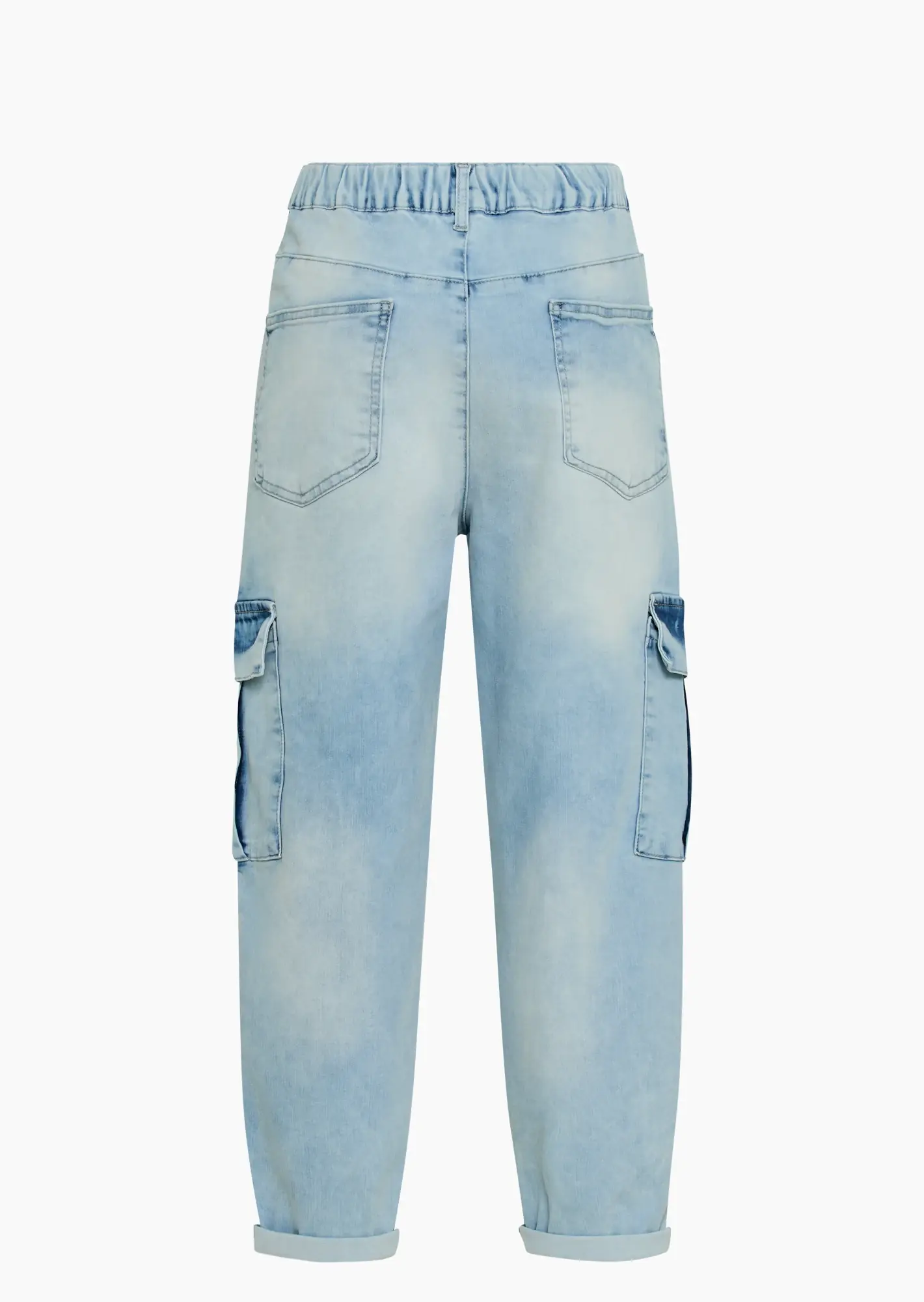 Jeans im Cargostyle mit Leopardenprint, light blue denim