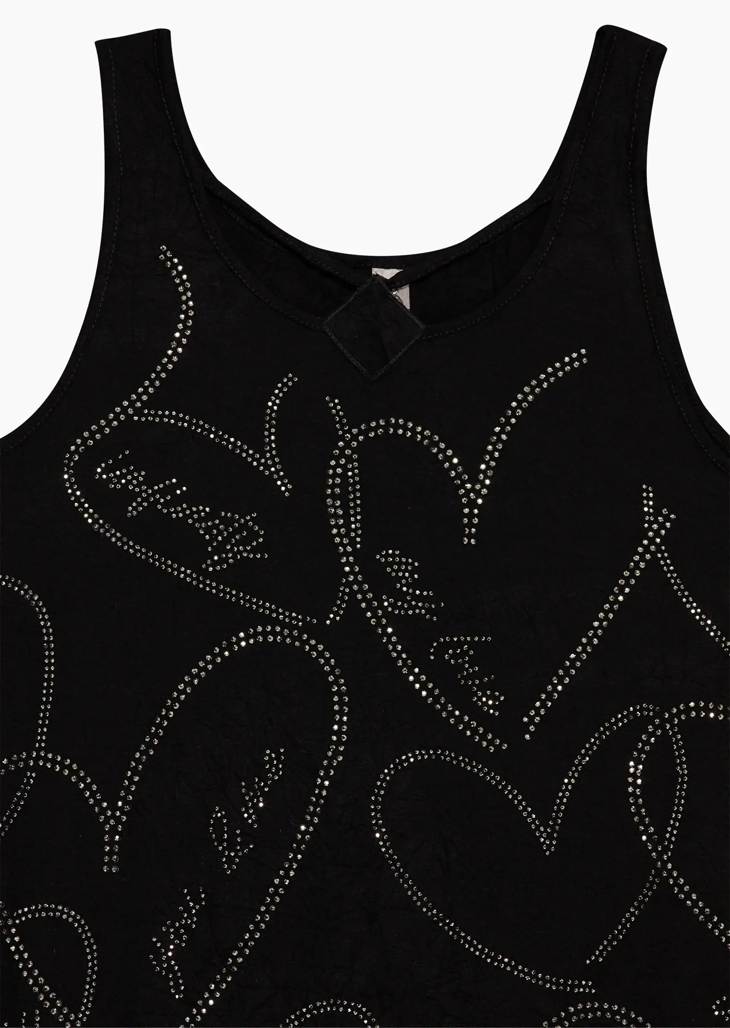 asymmetrisches Top mit Ziersteindetails, schwarz