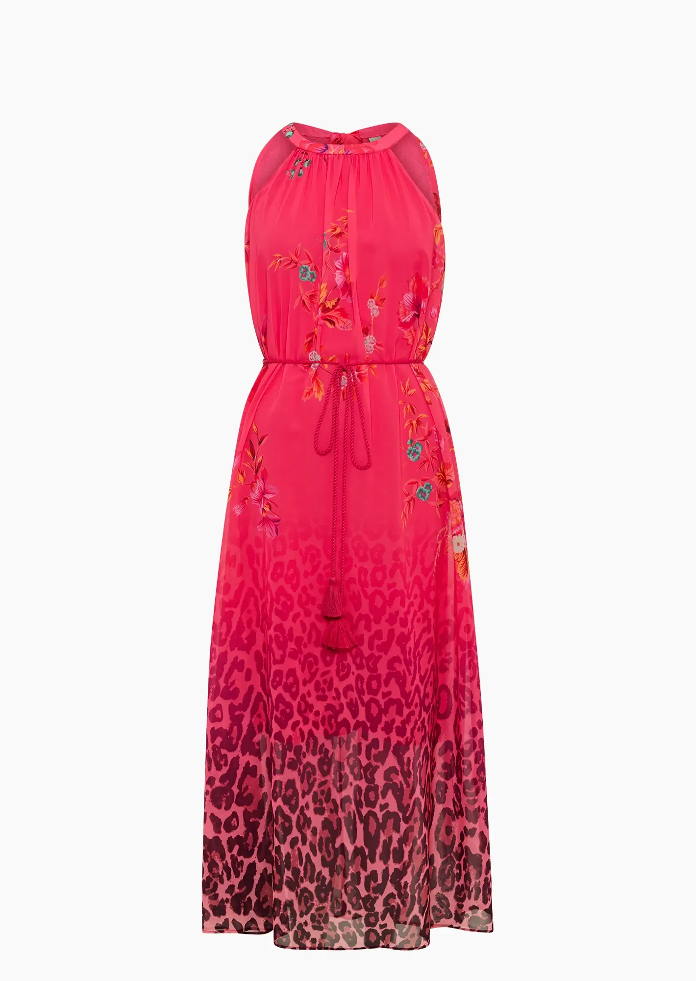 Neckholderkleid mit farbenfrohem Print, pink