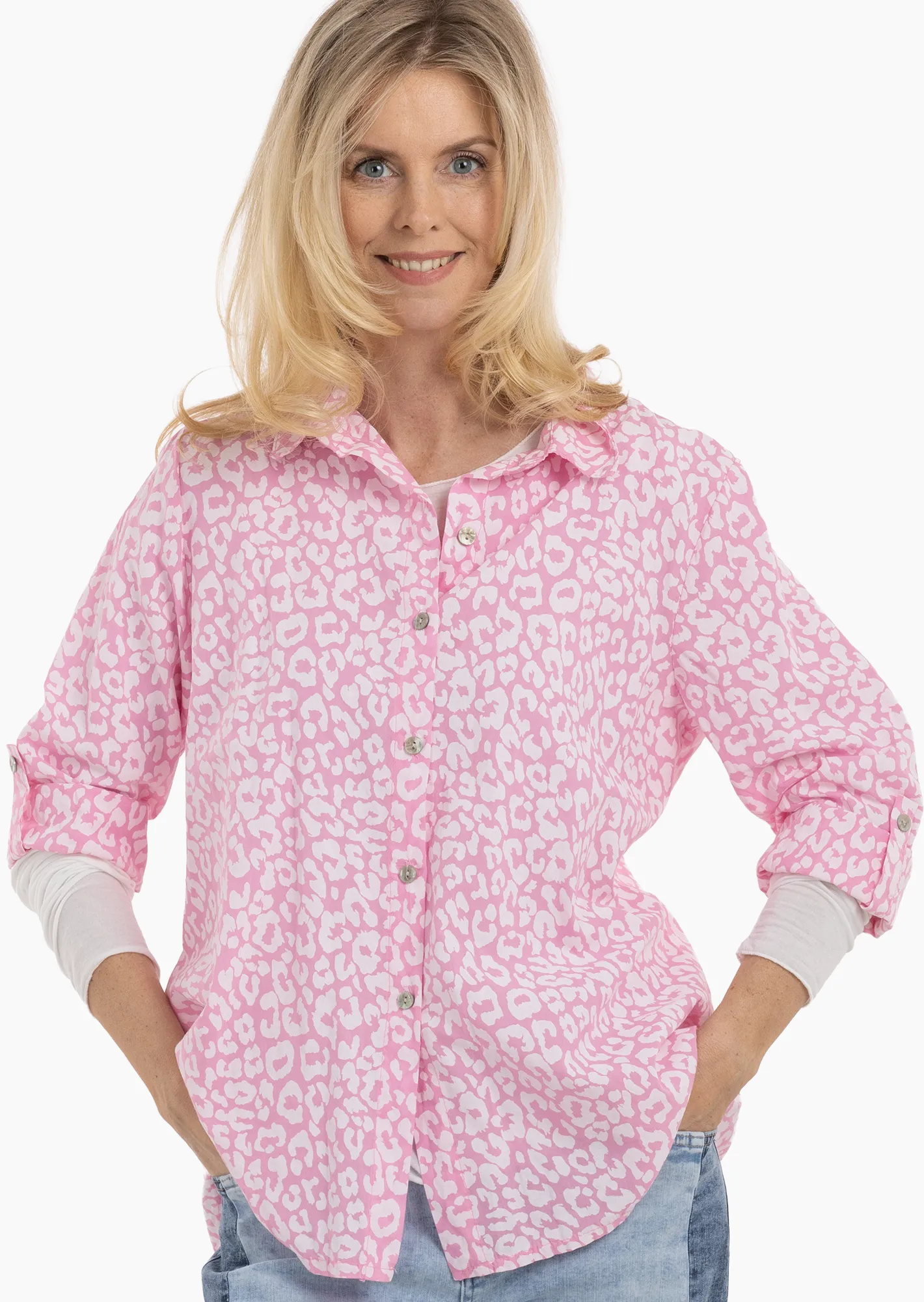Bluse im Leoprint, mandelblüte