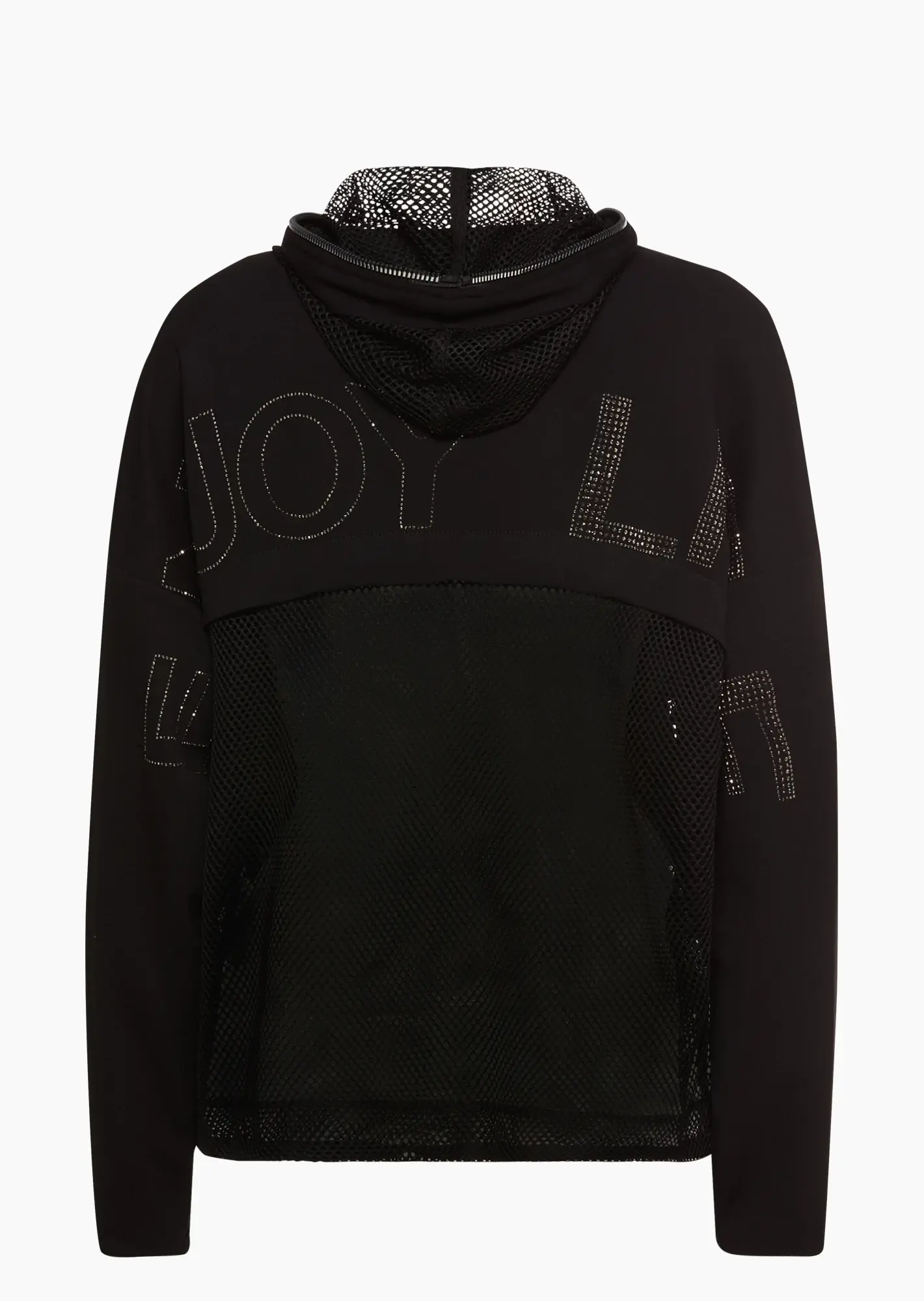 Jacke mit Mesh & Ziersteinen, schwarz