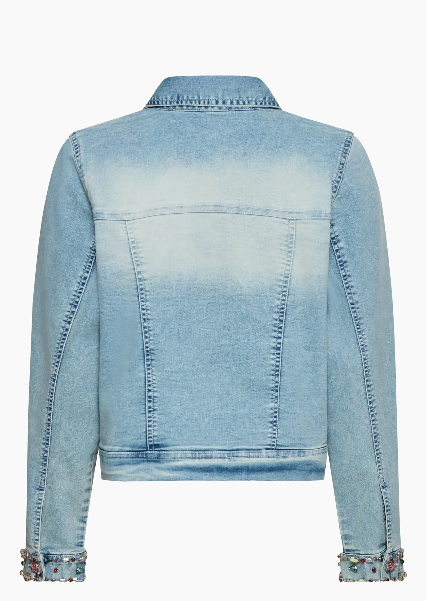 Jeansjacke mit Ziersteinen, bleached denim
