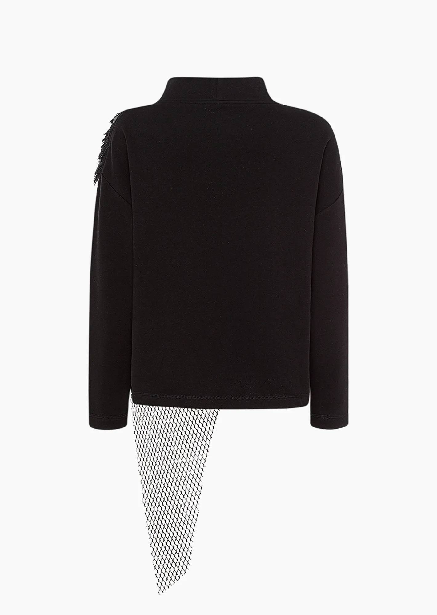 Sweatpullover mit Fell-Optik, schwarz