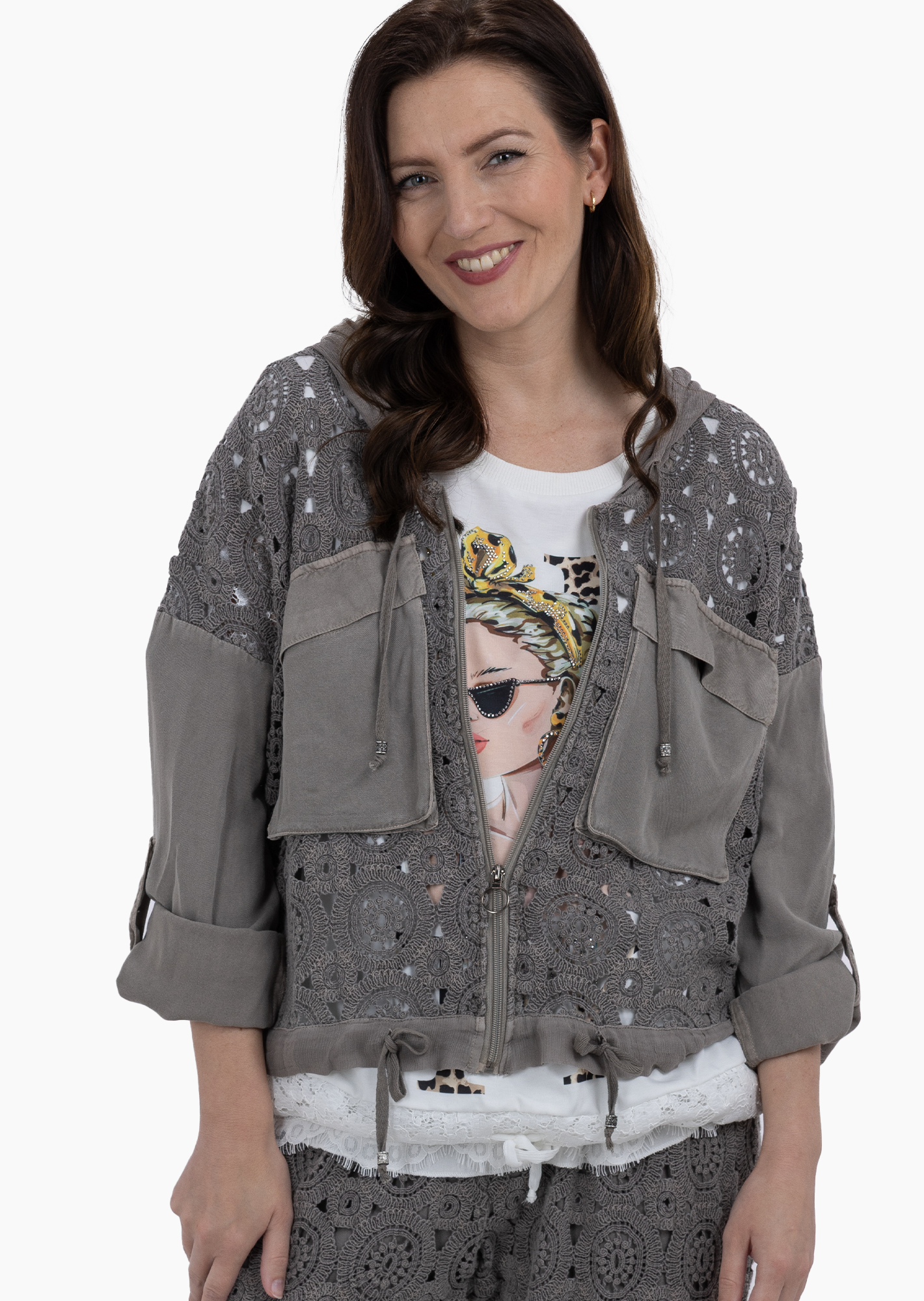 Jacke im Alloverhäkeldesign, fango