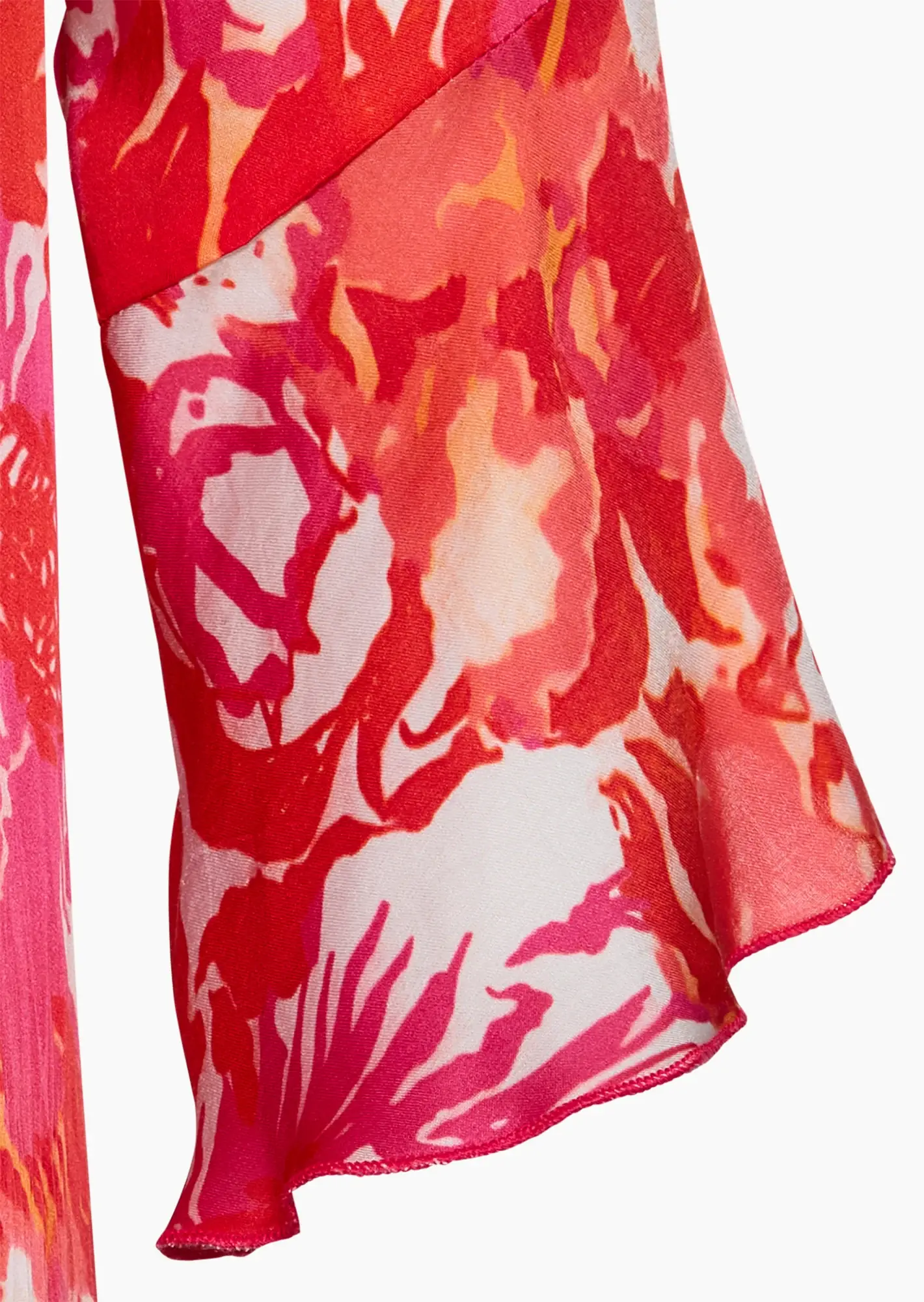 Viskose-Bluse mit Volantärmeln, pink