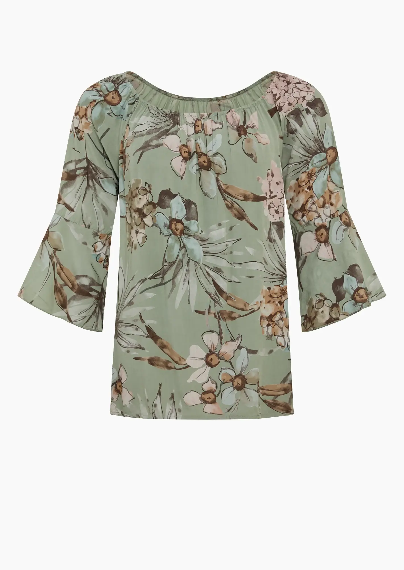 Bluse mit Volant, salbei