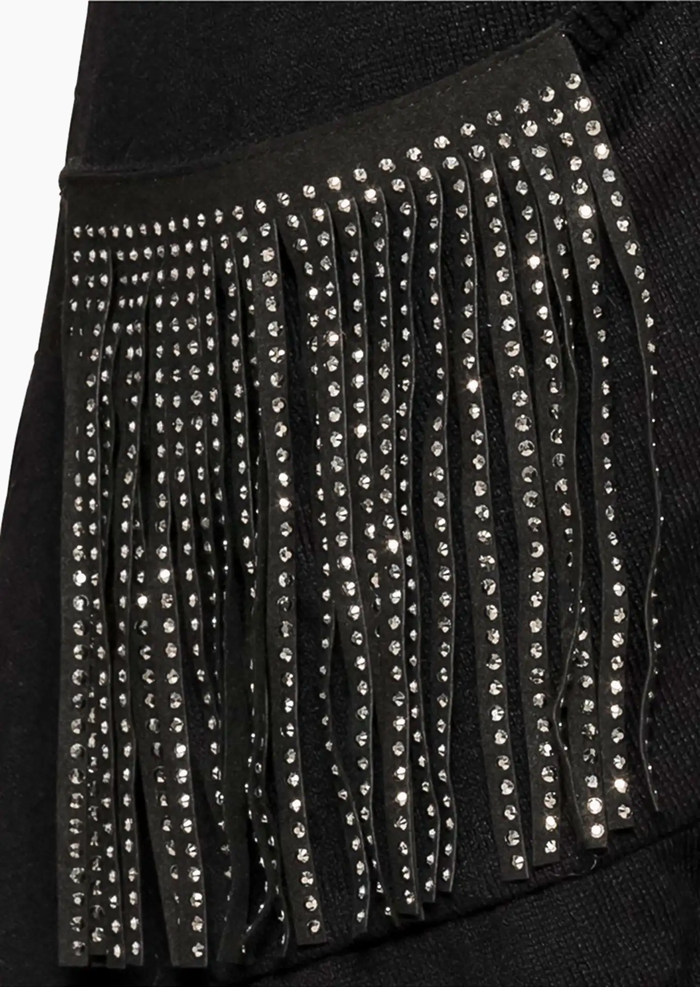 Strickpullover mit Fransen, schwarz