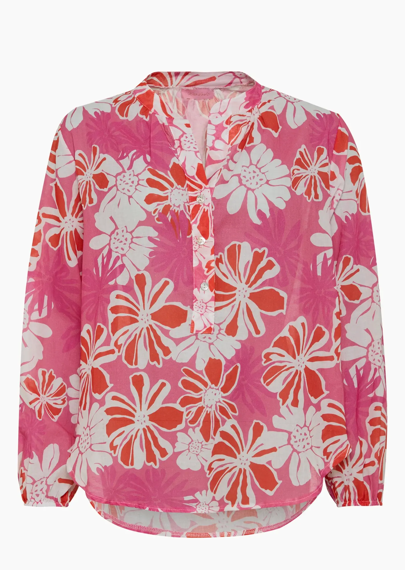 leichte Bluse mit floralem Print, pink