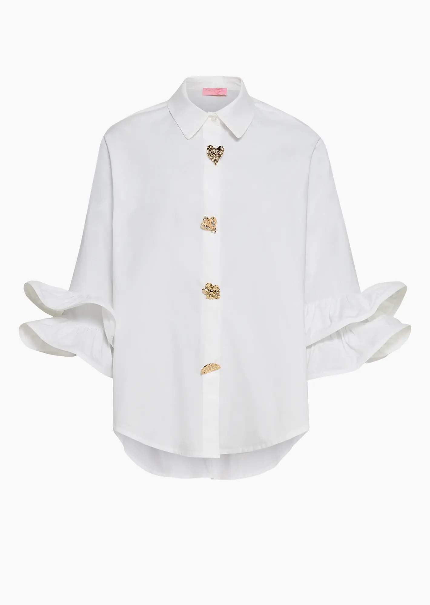 Bluse mit großen Volantärmeln, weiß