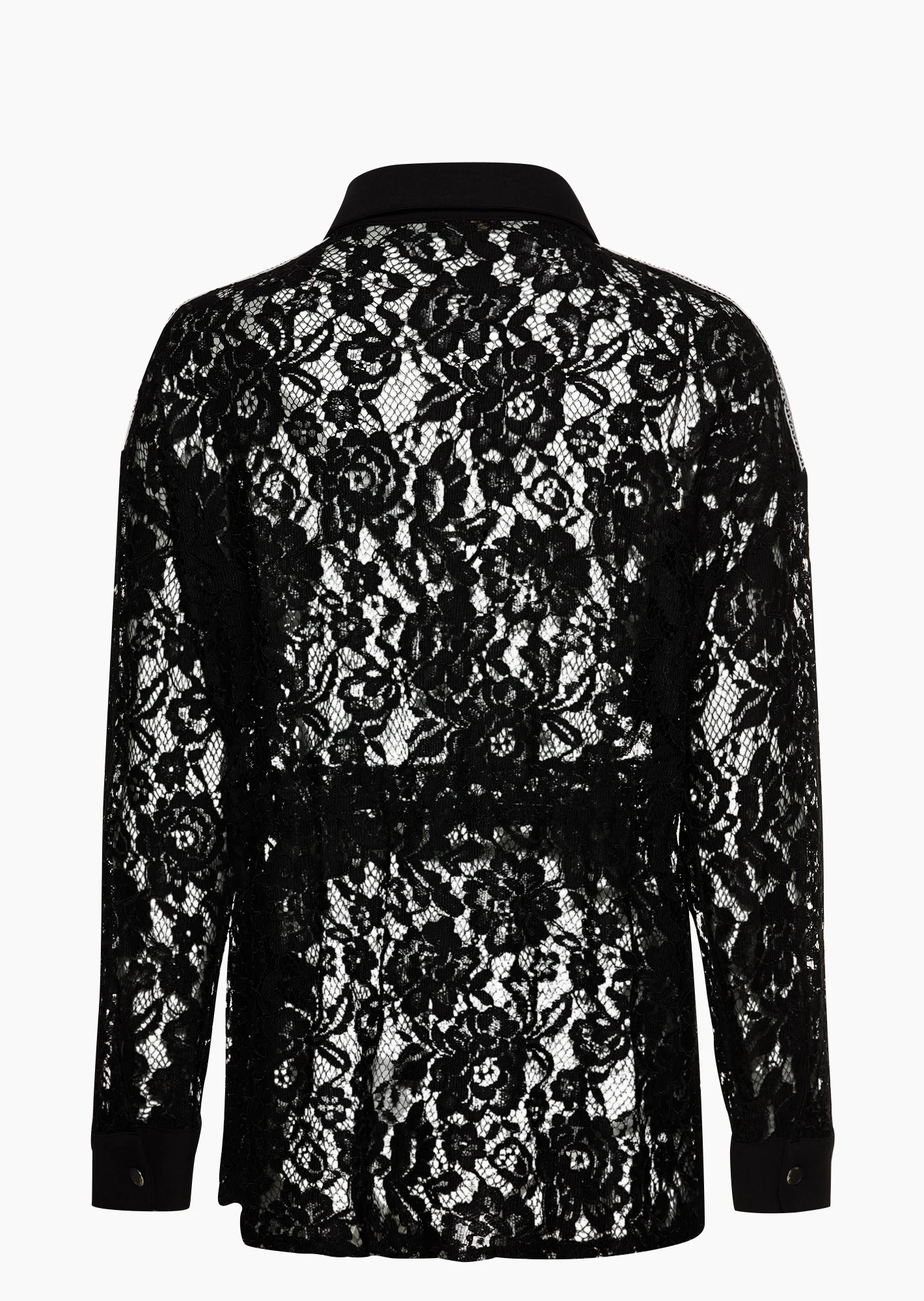 Blusenjacke mit Spitze & Ziersteinen, schwarz