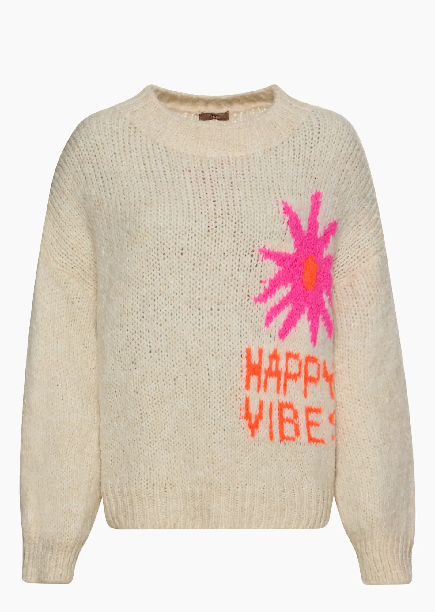 Strickpullover 'Happy vibes', crema