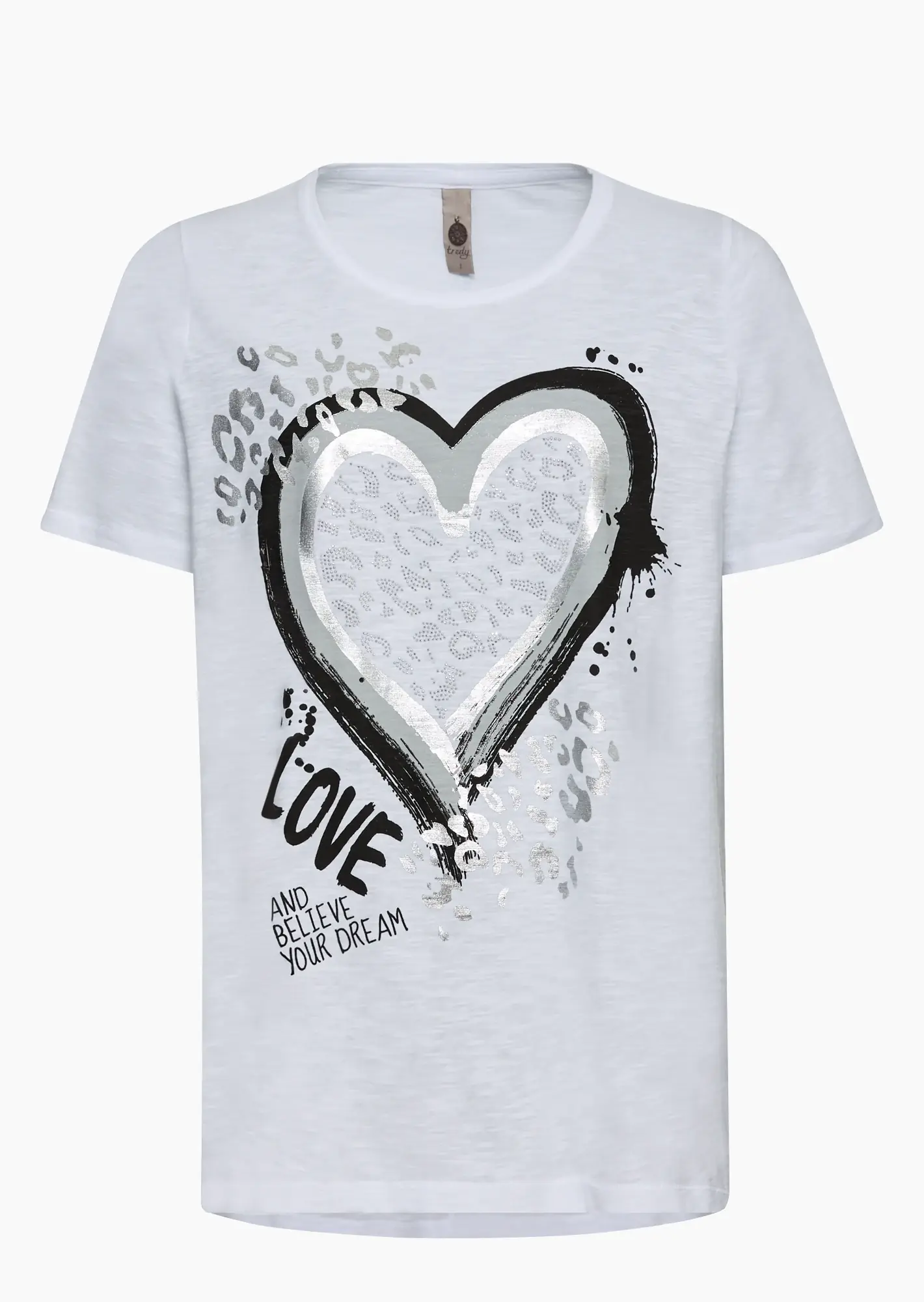 Shirt mit Animalprintdetails & Glitzer, weiß