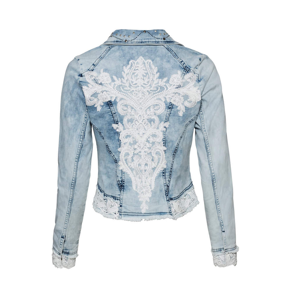 Jeansjacke mit Spitze, bleached