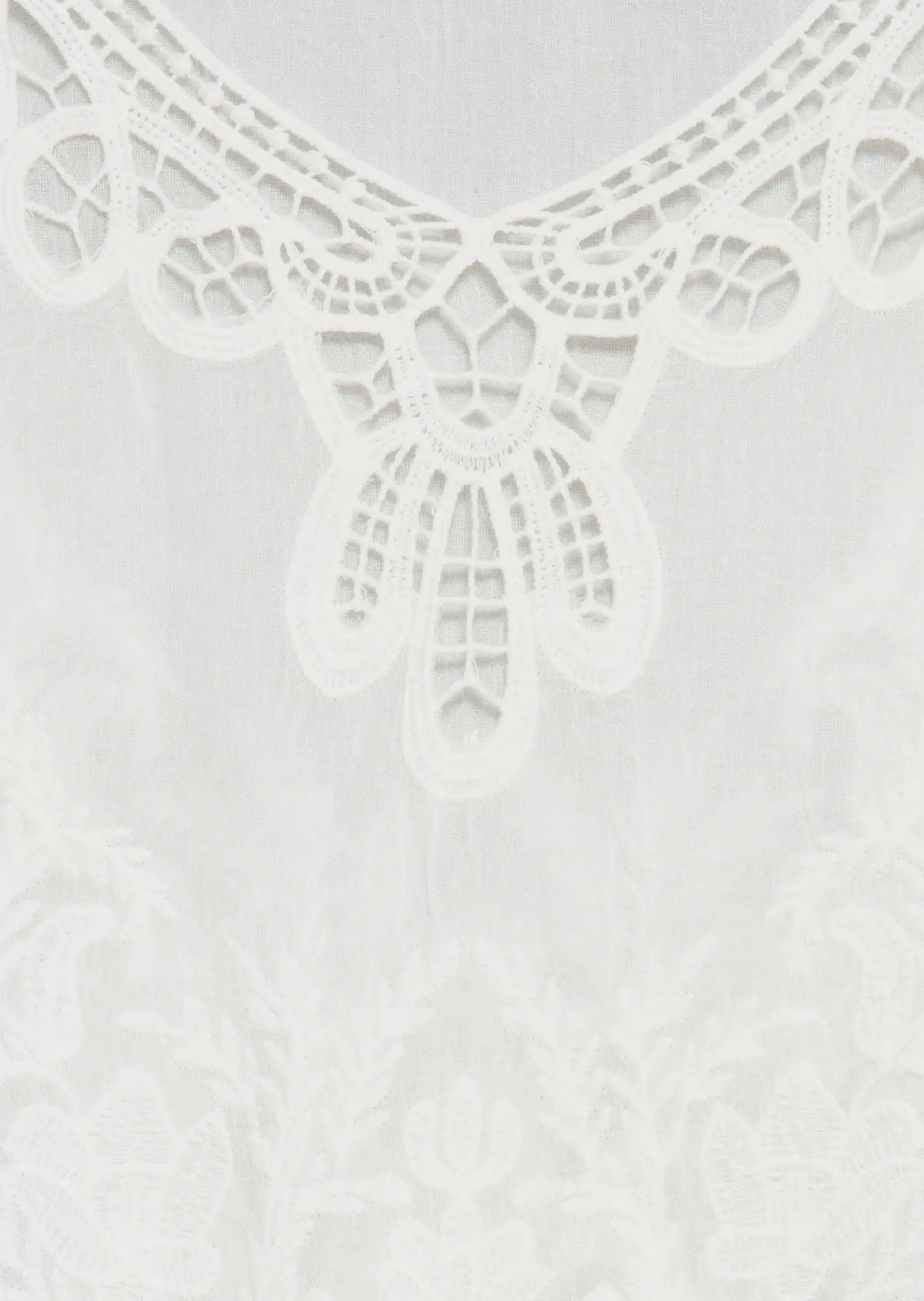 transparente Bluse mit Stickerei, offwhite