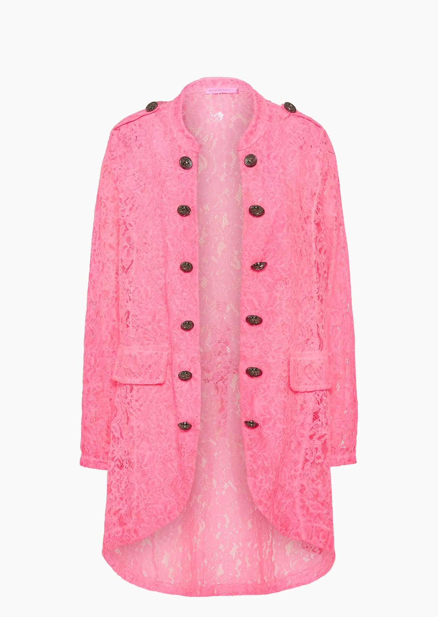 Blazer aus Spitze im Military-Style, neonpink