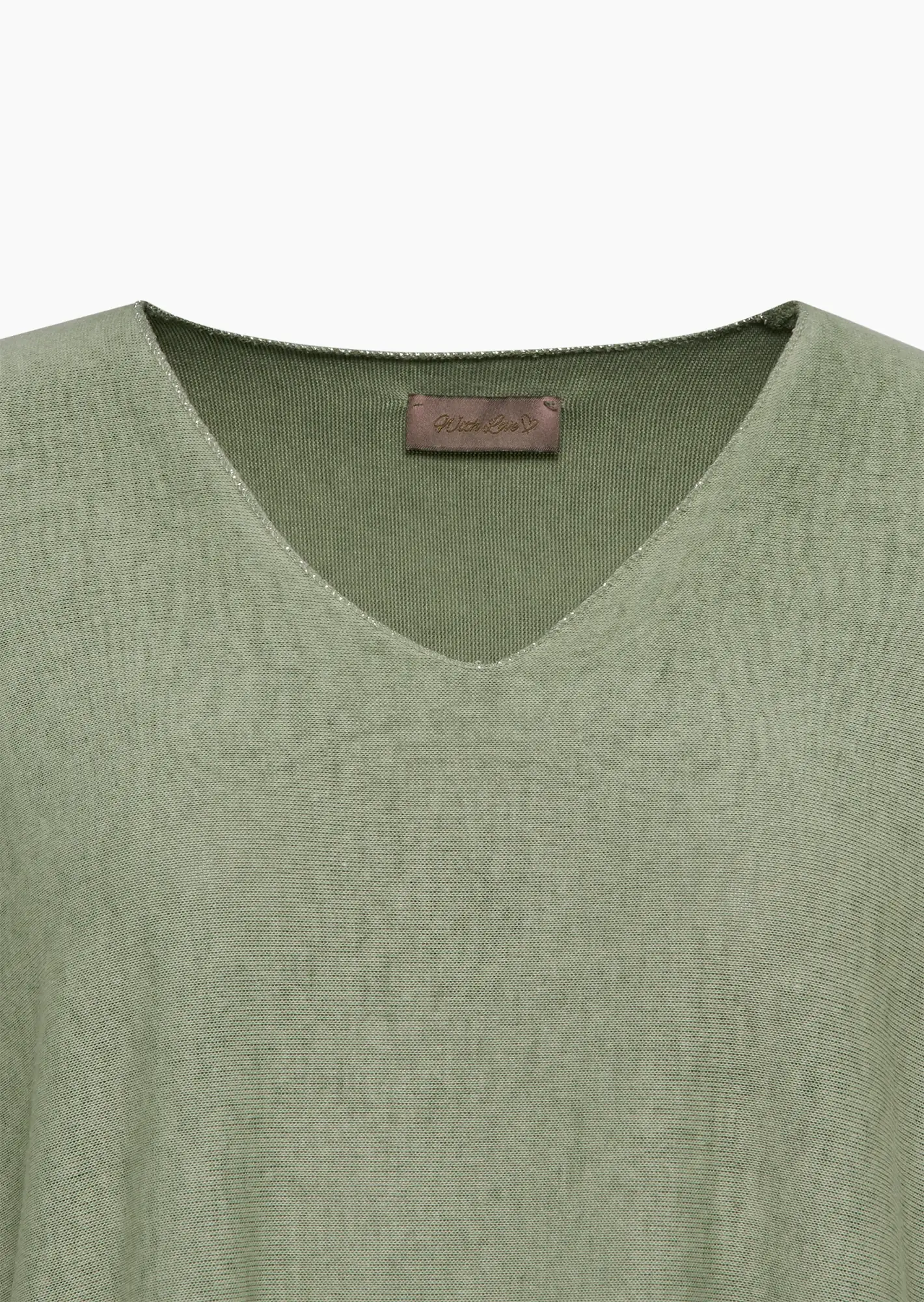feingestricktes Shirt mit Glitzernaht, khaki
