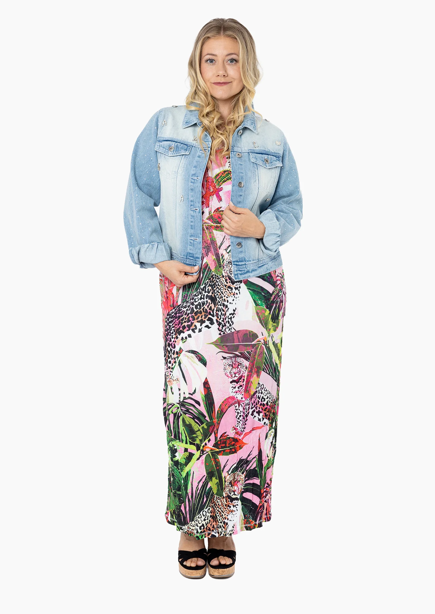 verspieltes Kleid mit Alloverprint, bunt