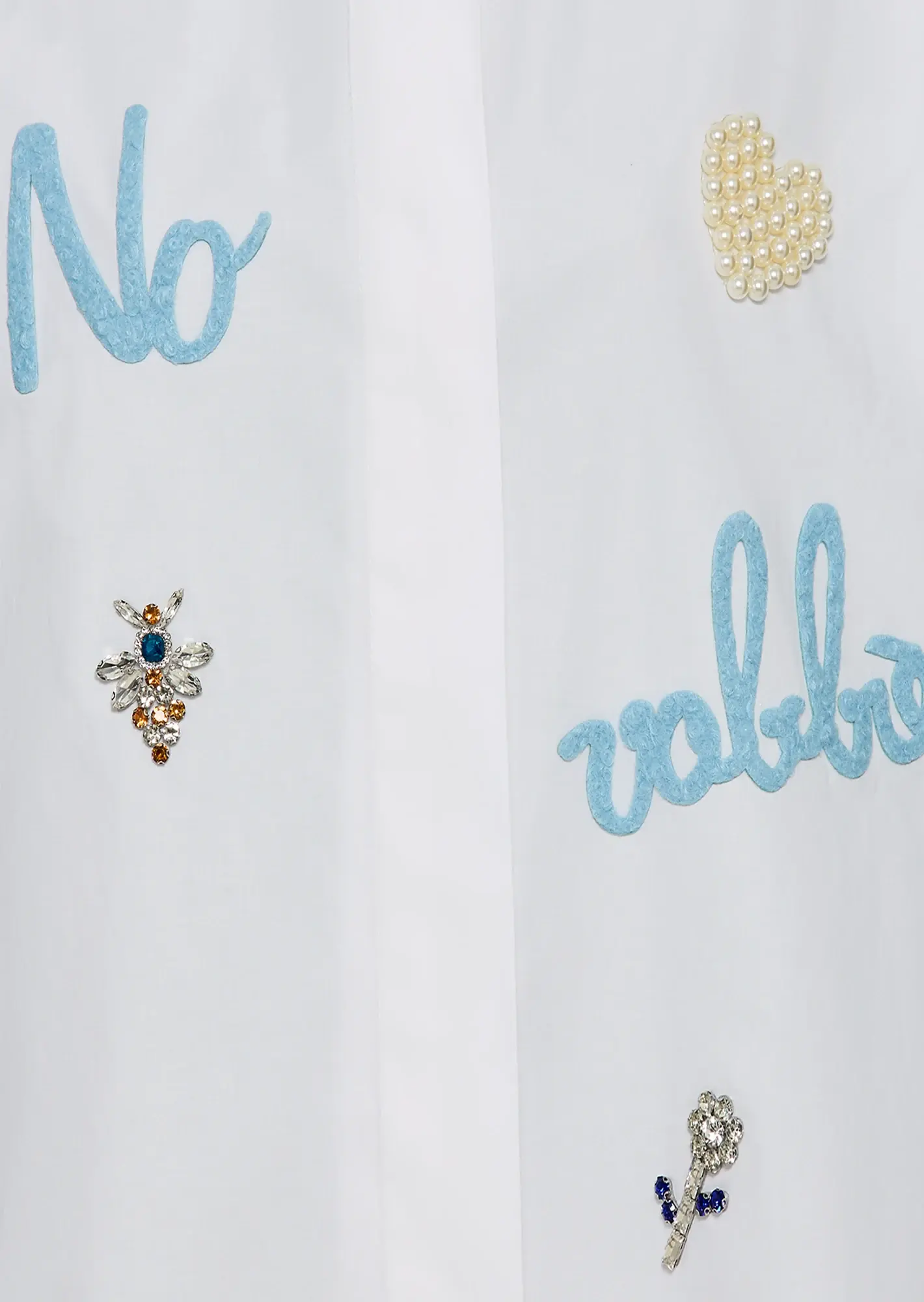 Bluse mit Perlen- und Ziersteindetails, weiß
