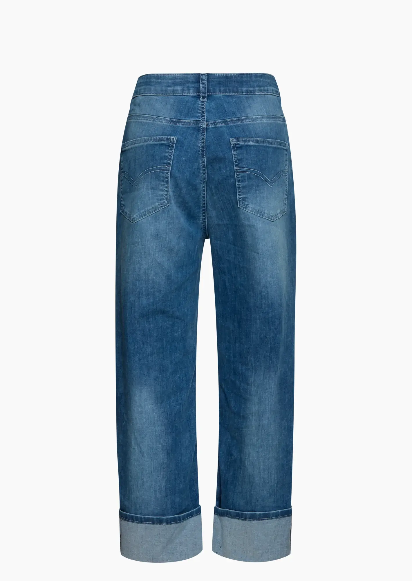 Wide Leg Jeans mit Galonstreifen, blue denim