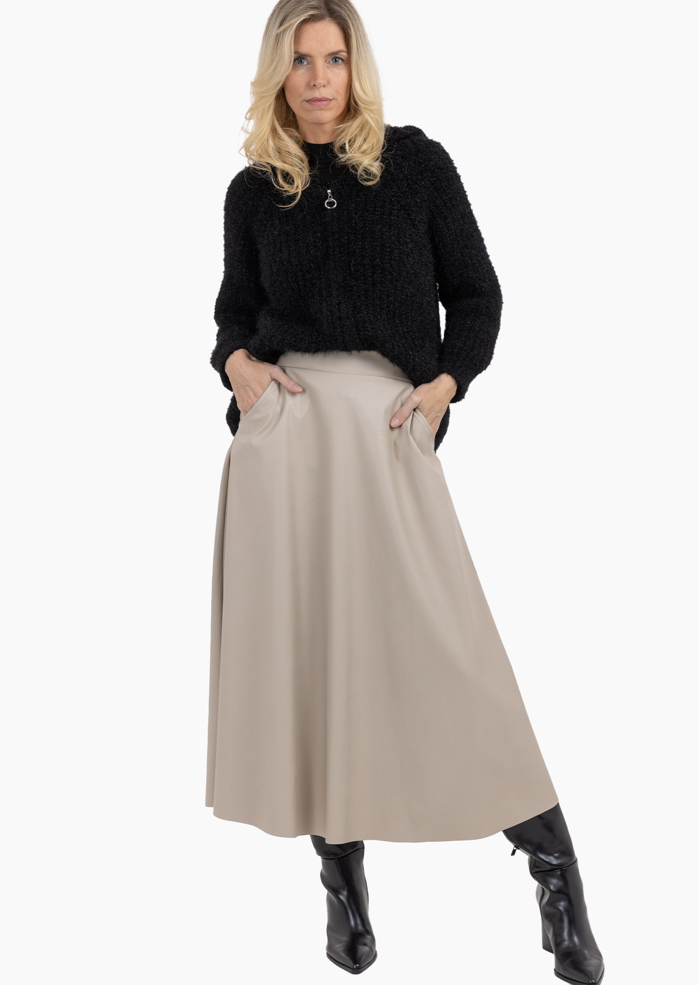 Rock in Leder-Optik, crema
