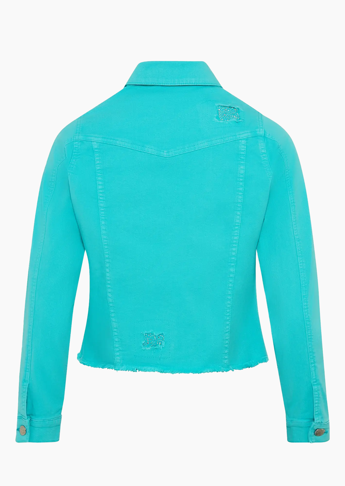 Jeansjacke mit destroyed Details, türkis