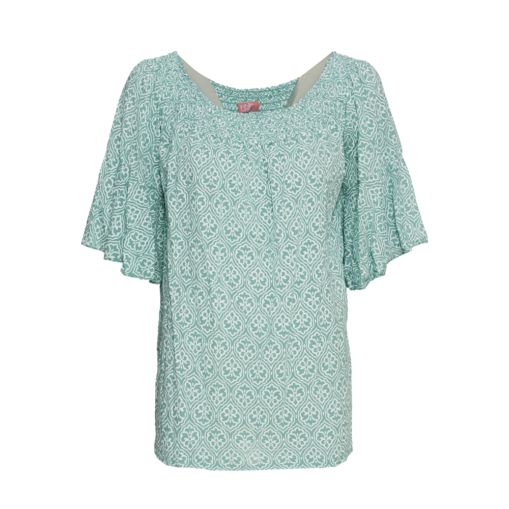 Bluse mit Carmen-Ausschnitt, sea salt