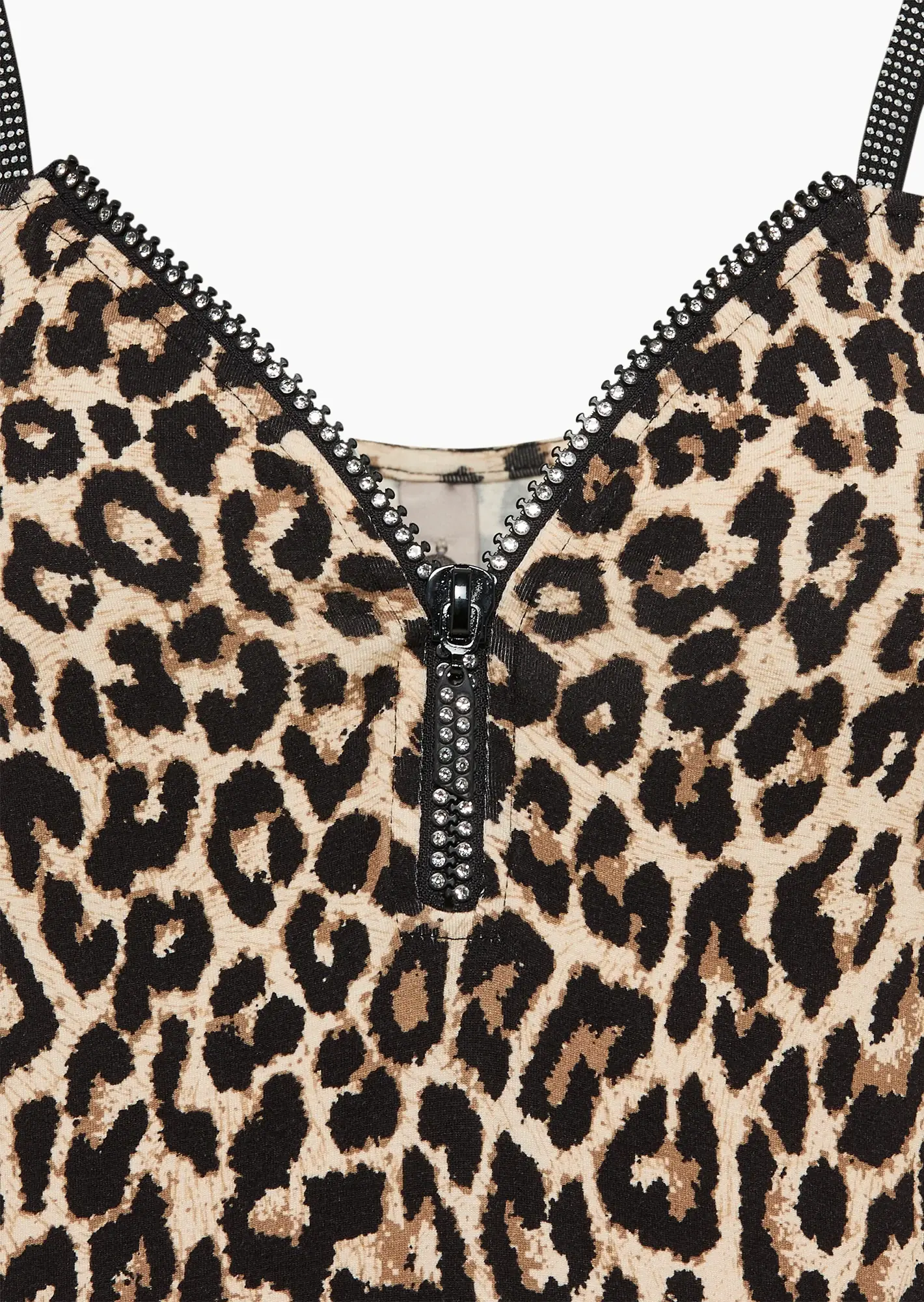 Maxi-Kleid im Leo-Print, crema-schwarz