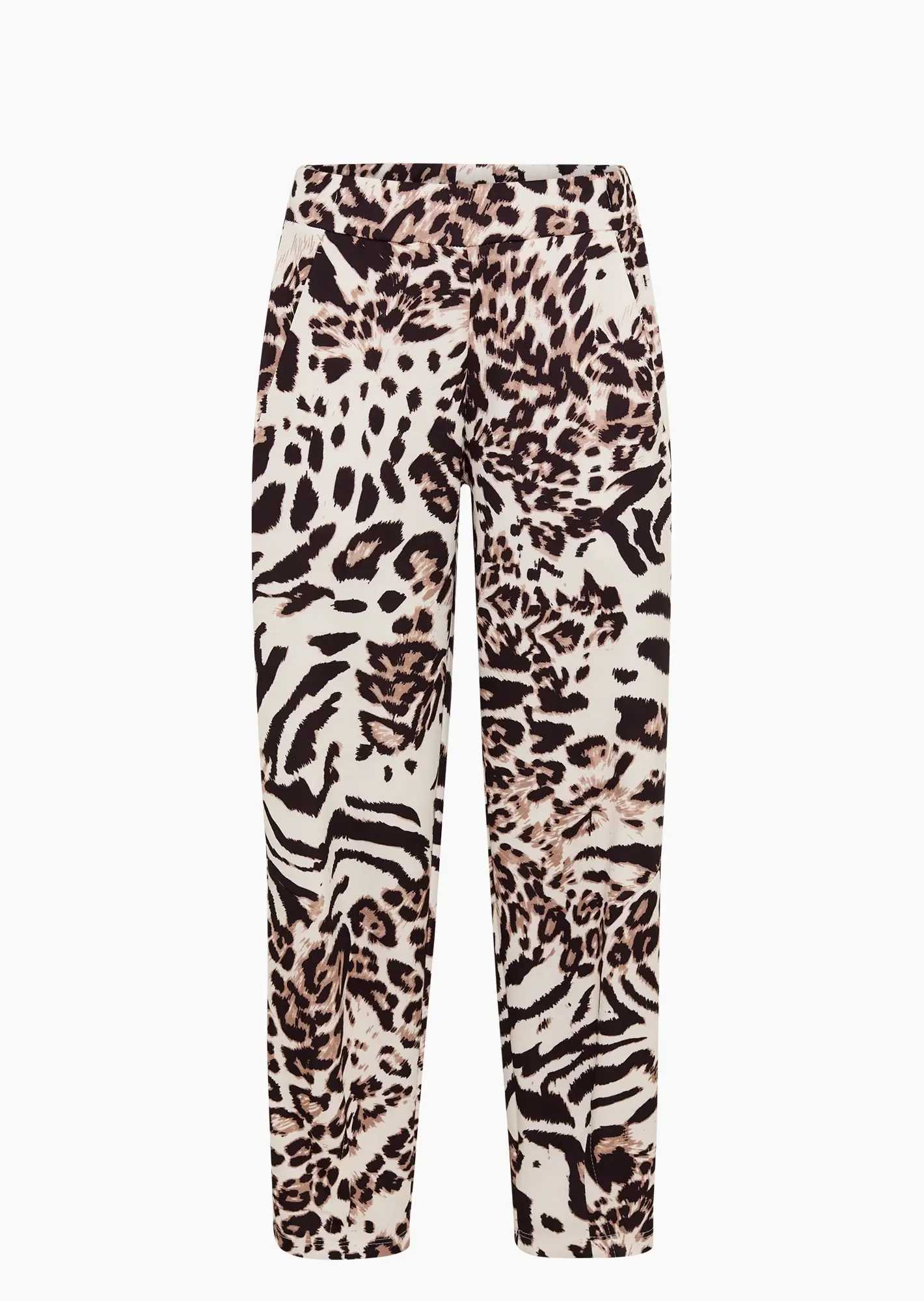 Stylische Pants im Leoprint, crema-schwarz