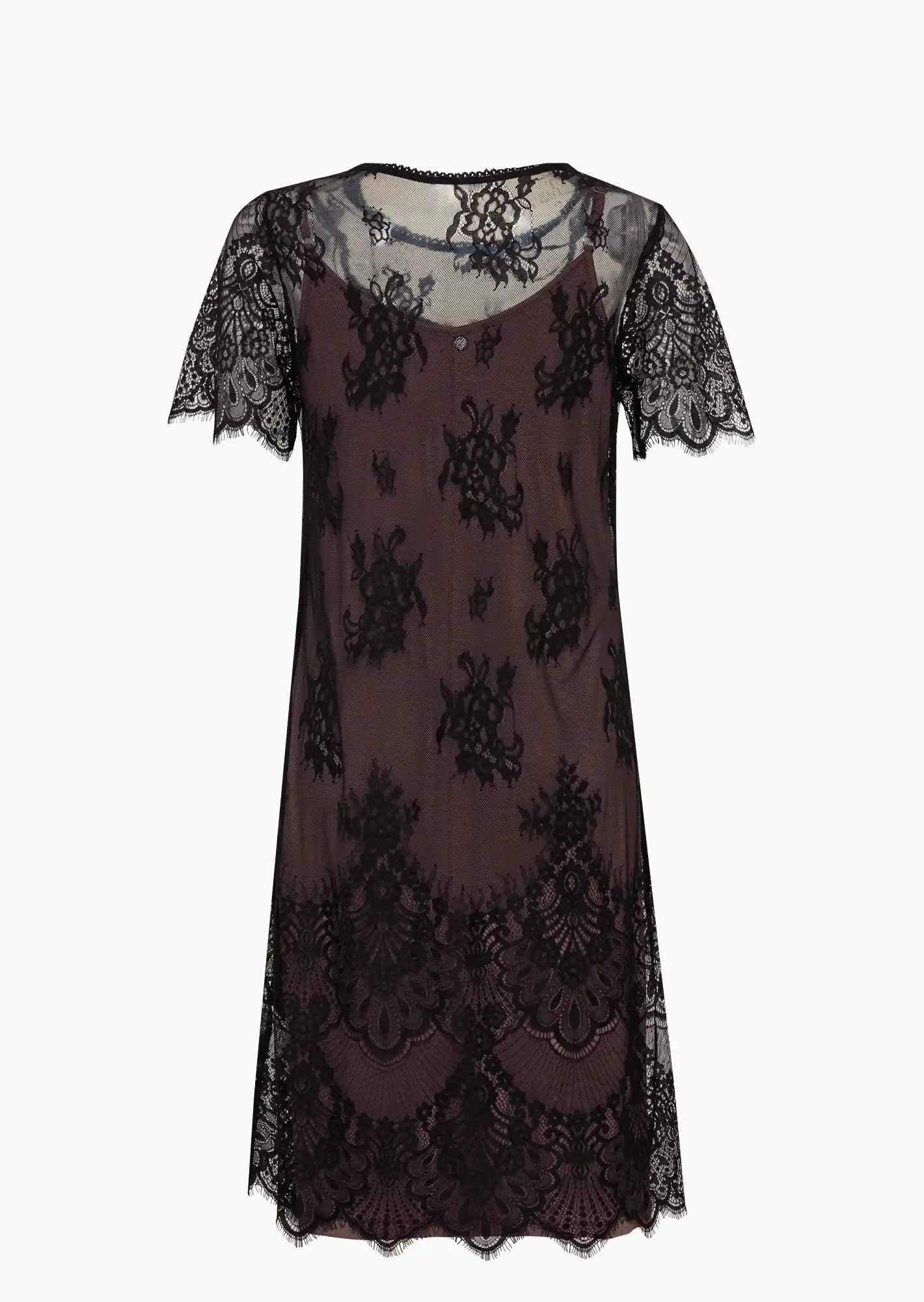 Edles Spitzenkleid, schwarz-taupe