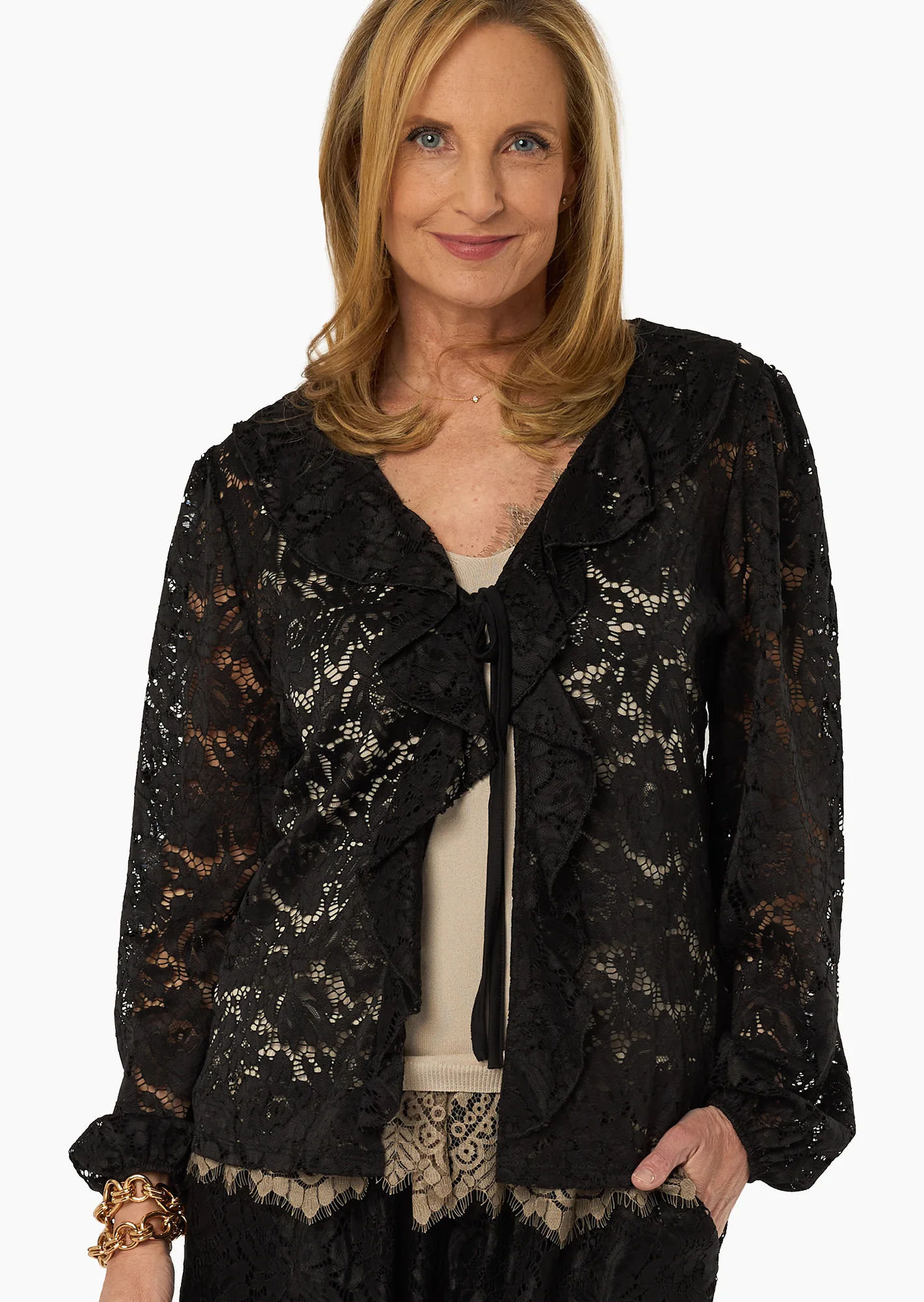 Jacke im Alloverspitzendesign, schwarz