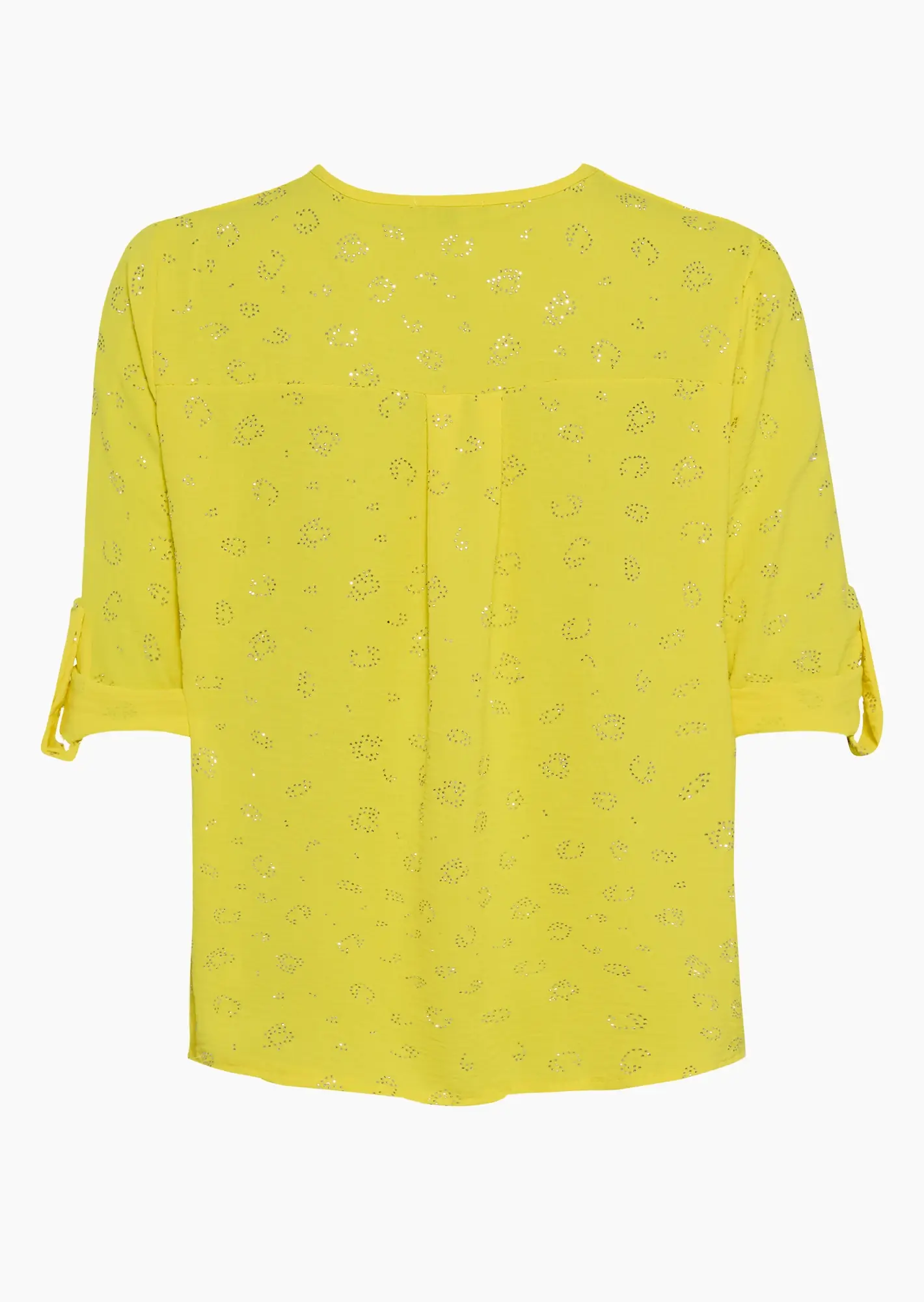 Bluse mit Ziersteinleomuster, butter yellow