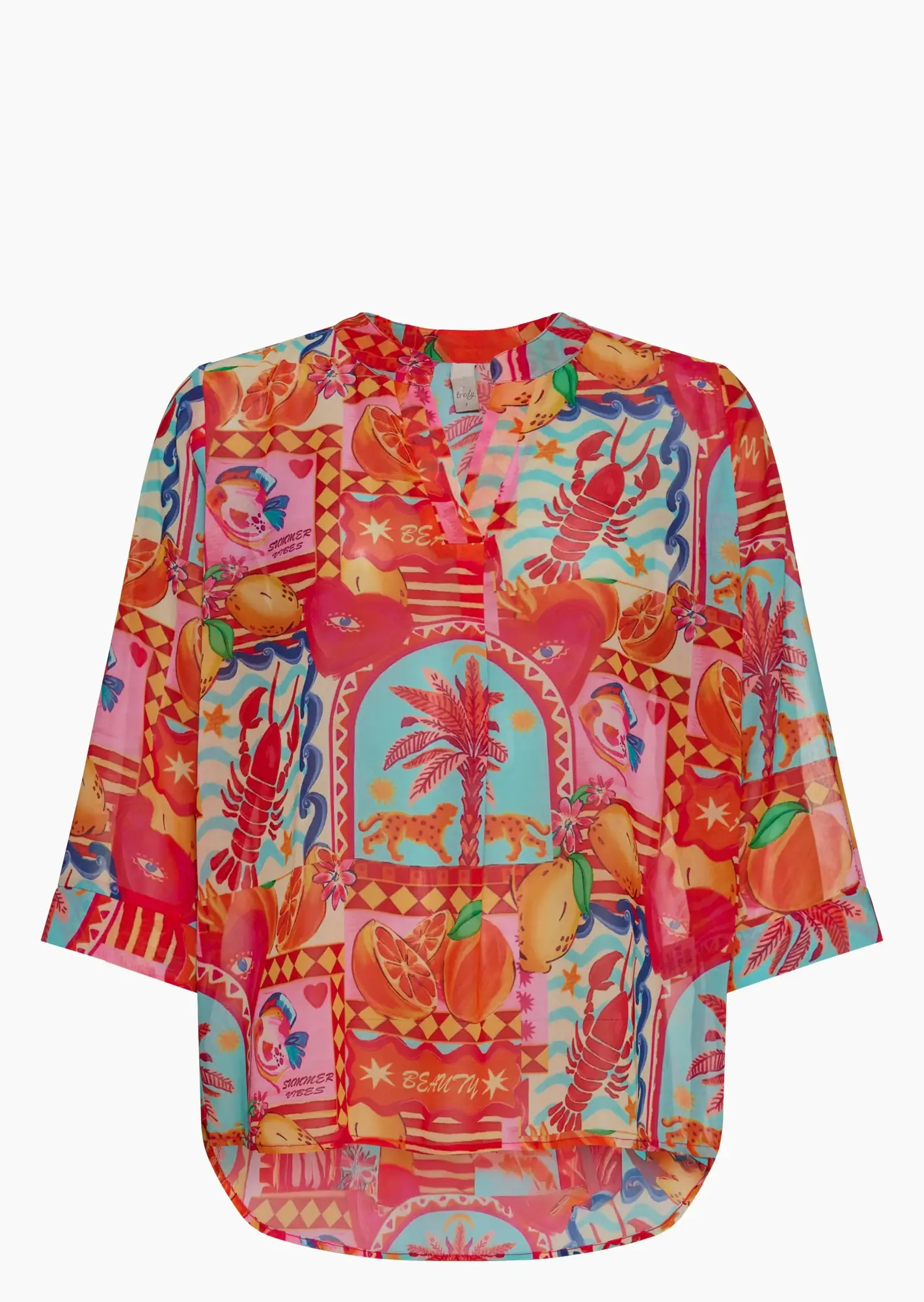sommerliche Bluse im Alloverprint, bunt