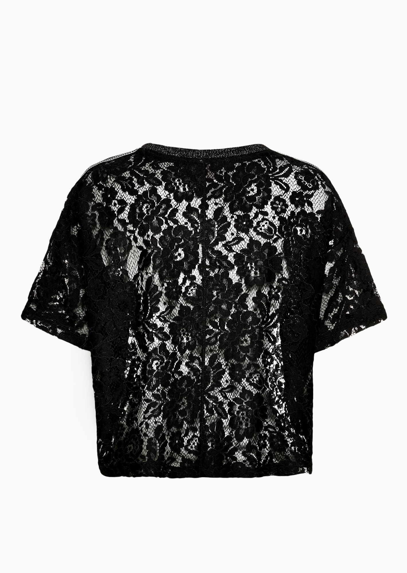 Shirt mit transparenter Spitze, schwarz