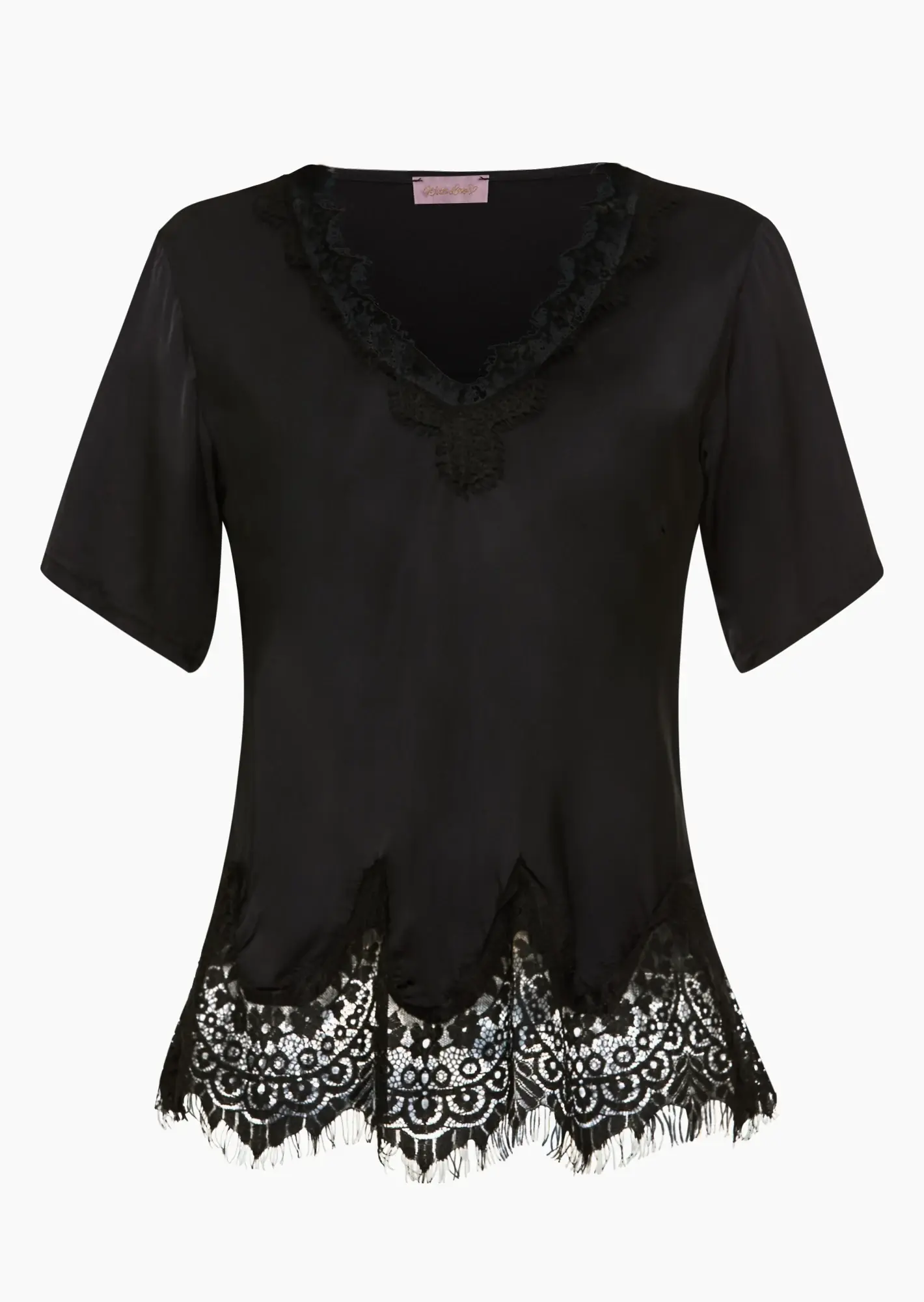 Shirt aus Viskose-Satin, schwarz