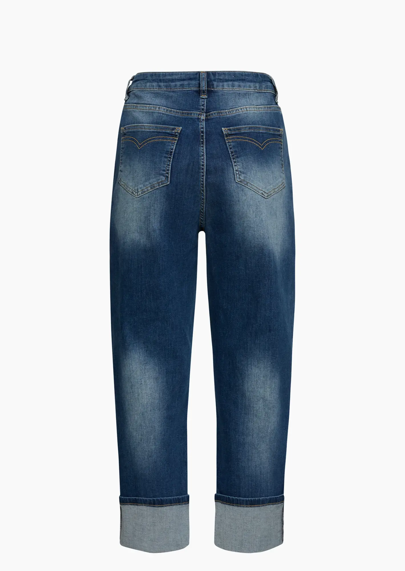 Wide Leg Jeans mit Turn-up Saum, blue denim