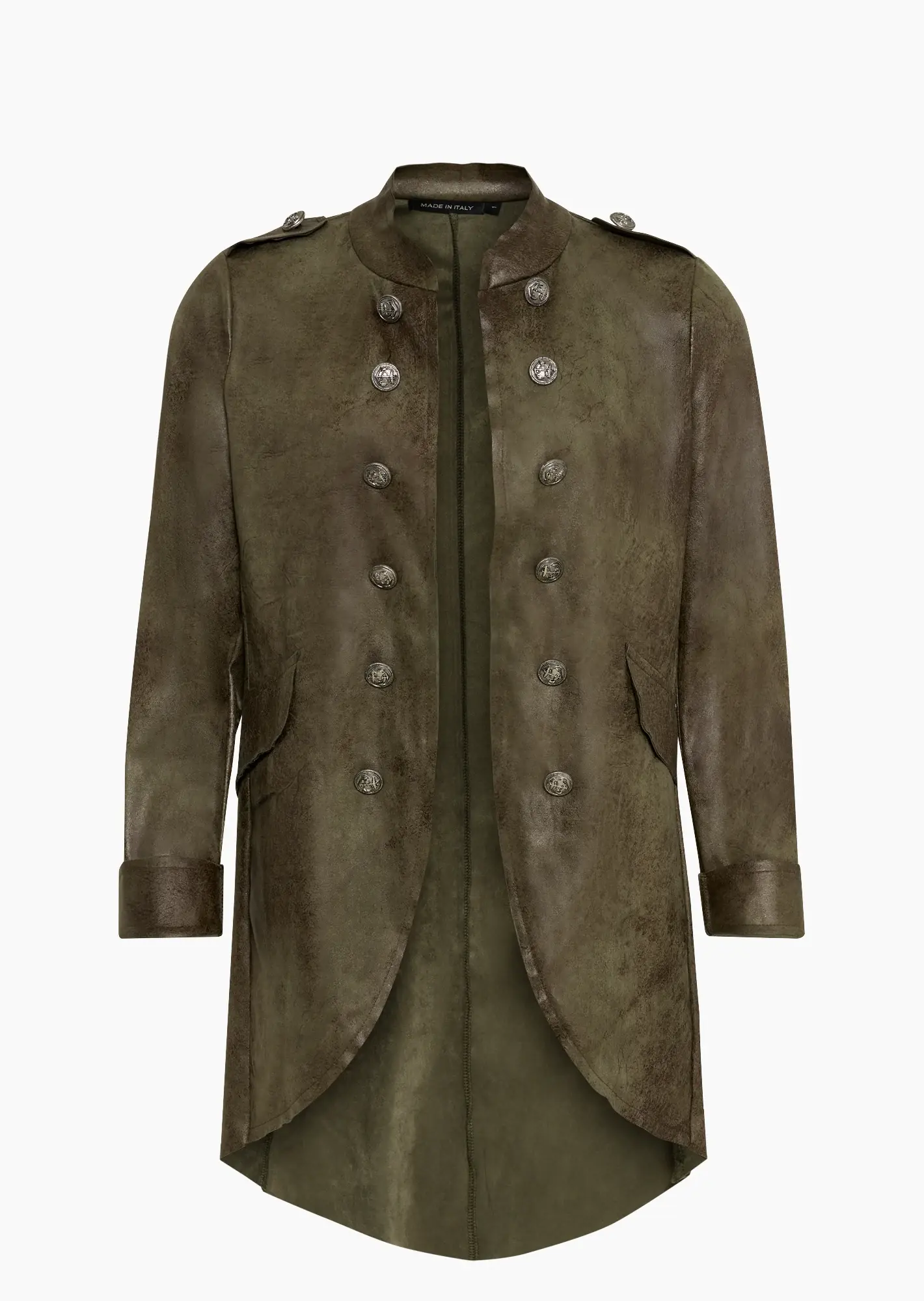 Military-Blazer in Leder-Optik, oliv