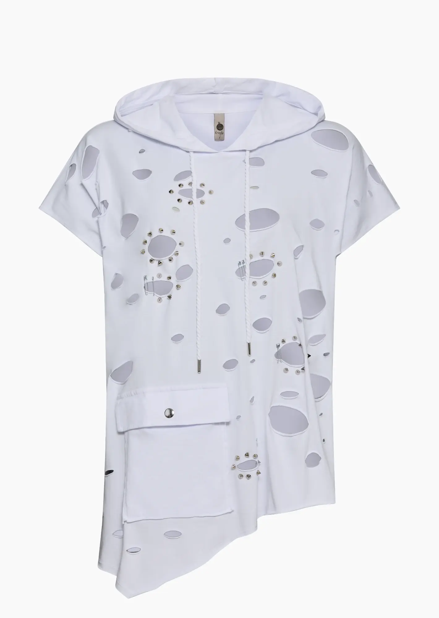 Shirt mit Loch-Optik - Lagenlook, weiß