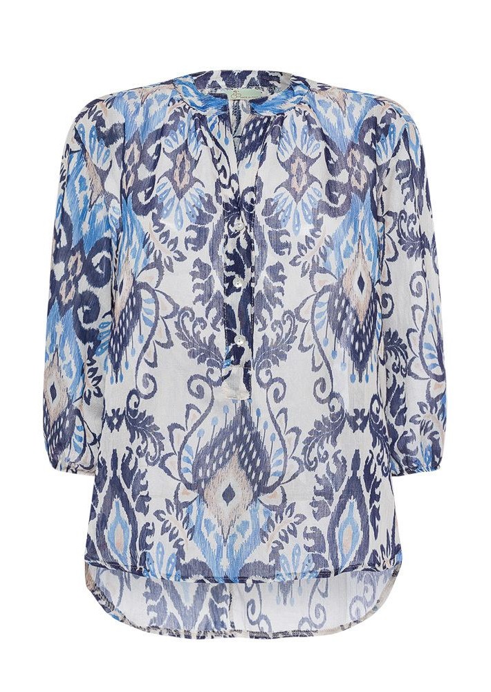 Bluse 'Blume', blau