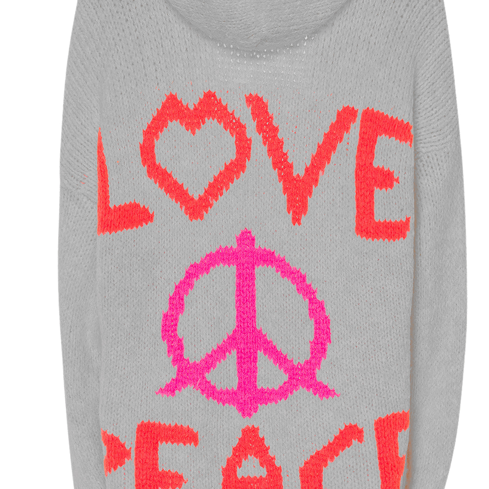 Strickjacke mit Lettering, silber-melange