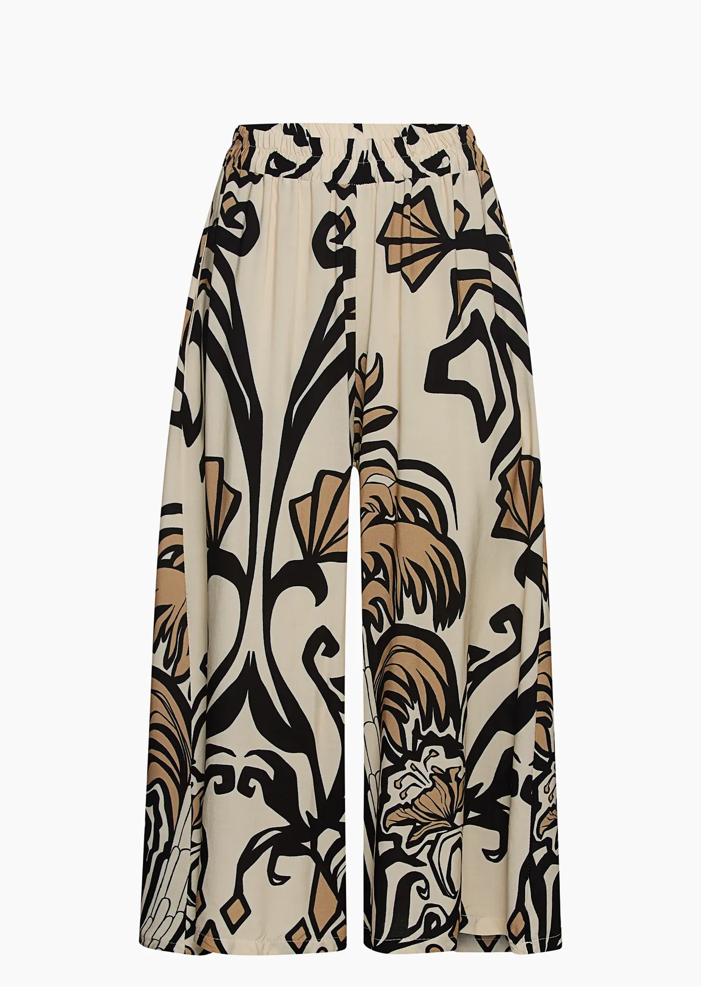 Wide Leg Hose gemustert, crema-schwarz