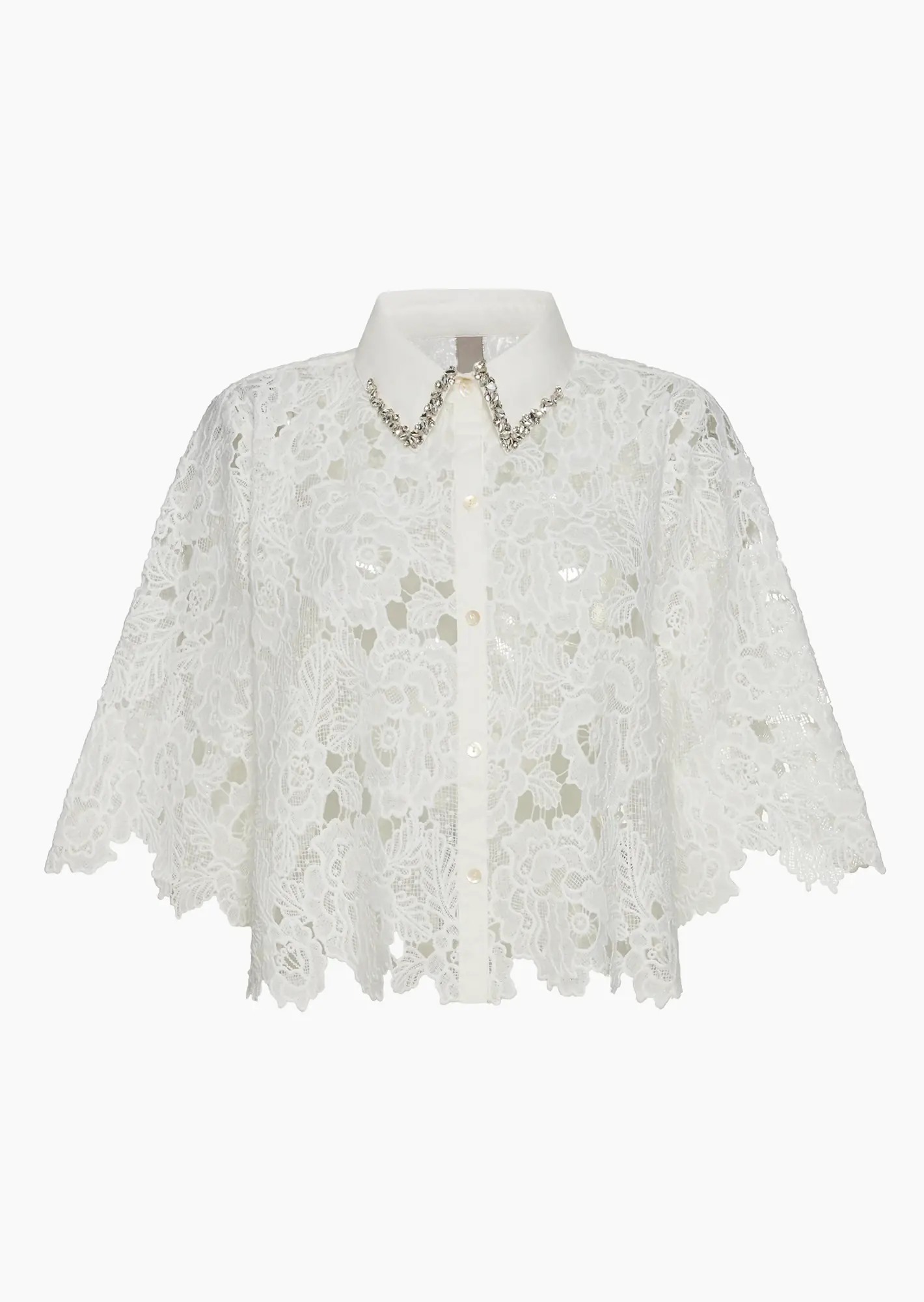 Bluse im Alloverspitzendesign, offwhite