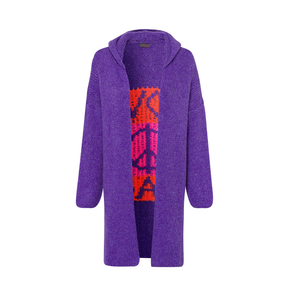 Strickjacke mit Lettering, violett
